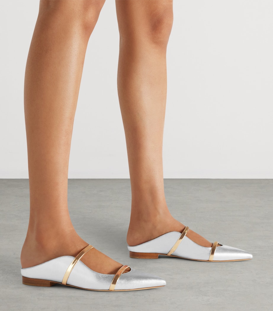 Malone Souliers Metallic Leather Maureen Mules Silver Image 2