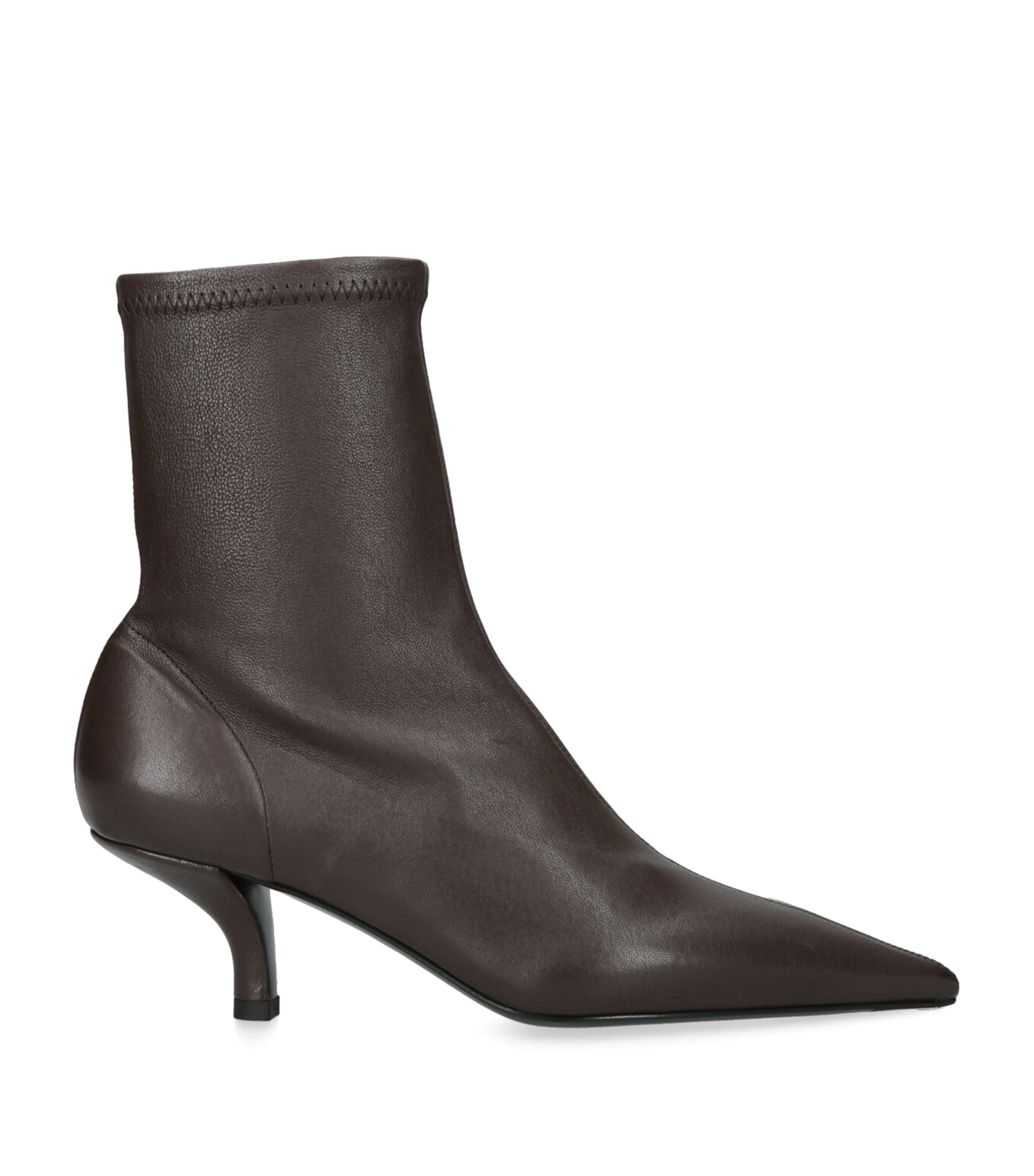 Totême Nappa Leather Heeled Boots 55 In Brown