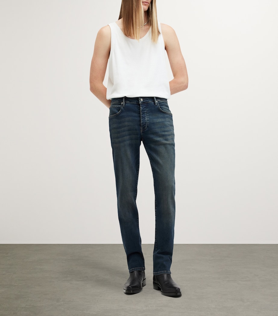 AllSaints Mens Sid Slim Jeans Indigo Blue Image 2