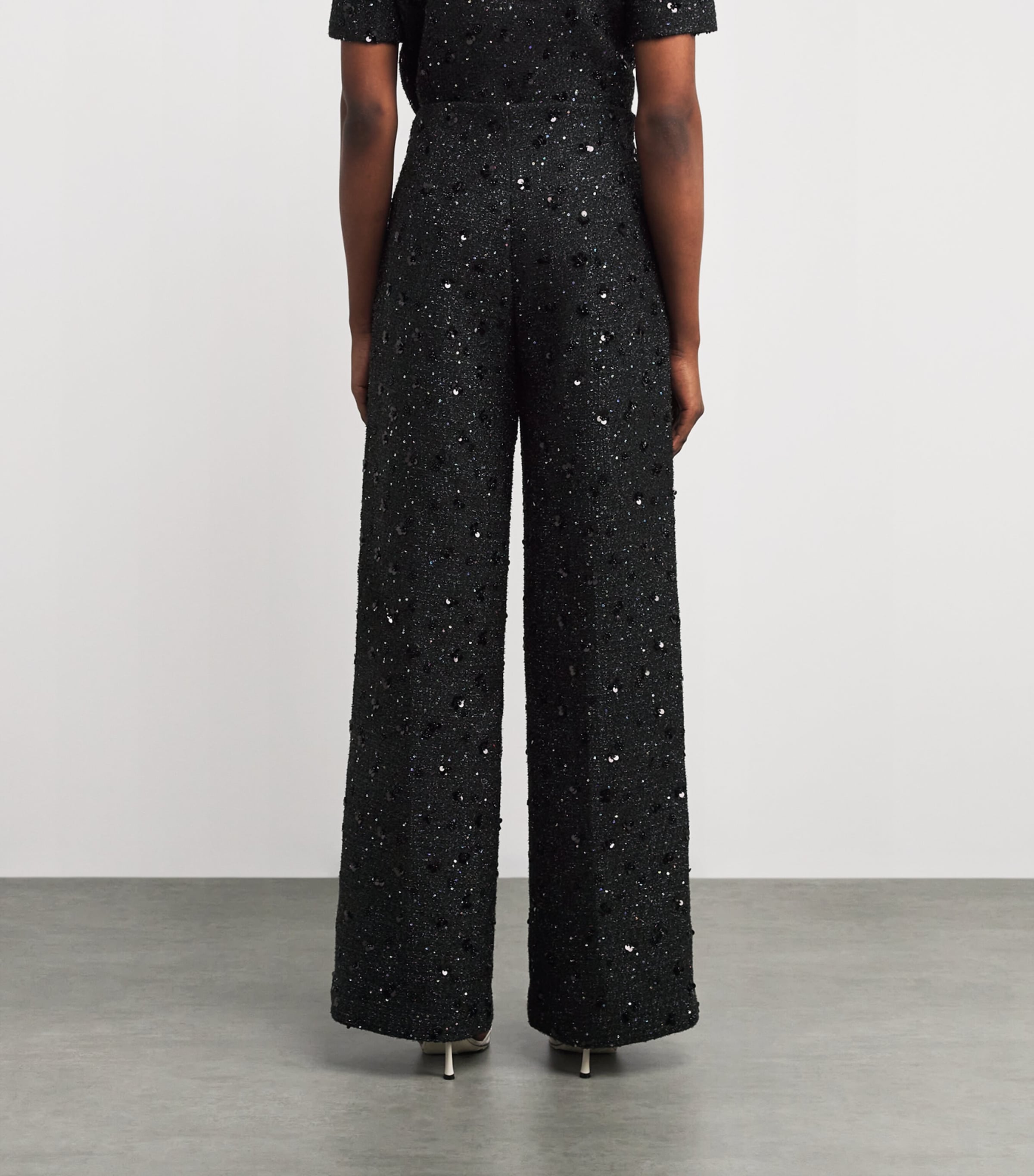 Embellished Tweed Trousers BLACK Image 4