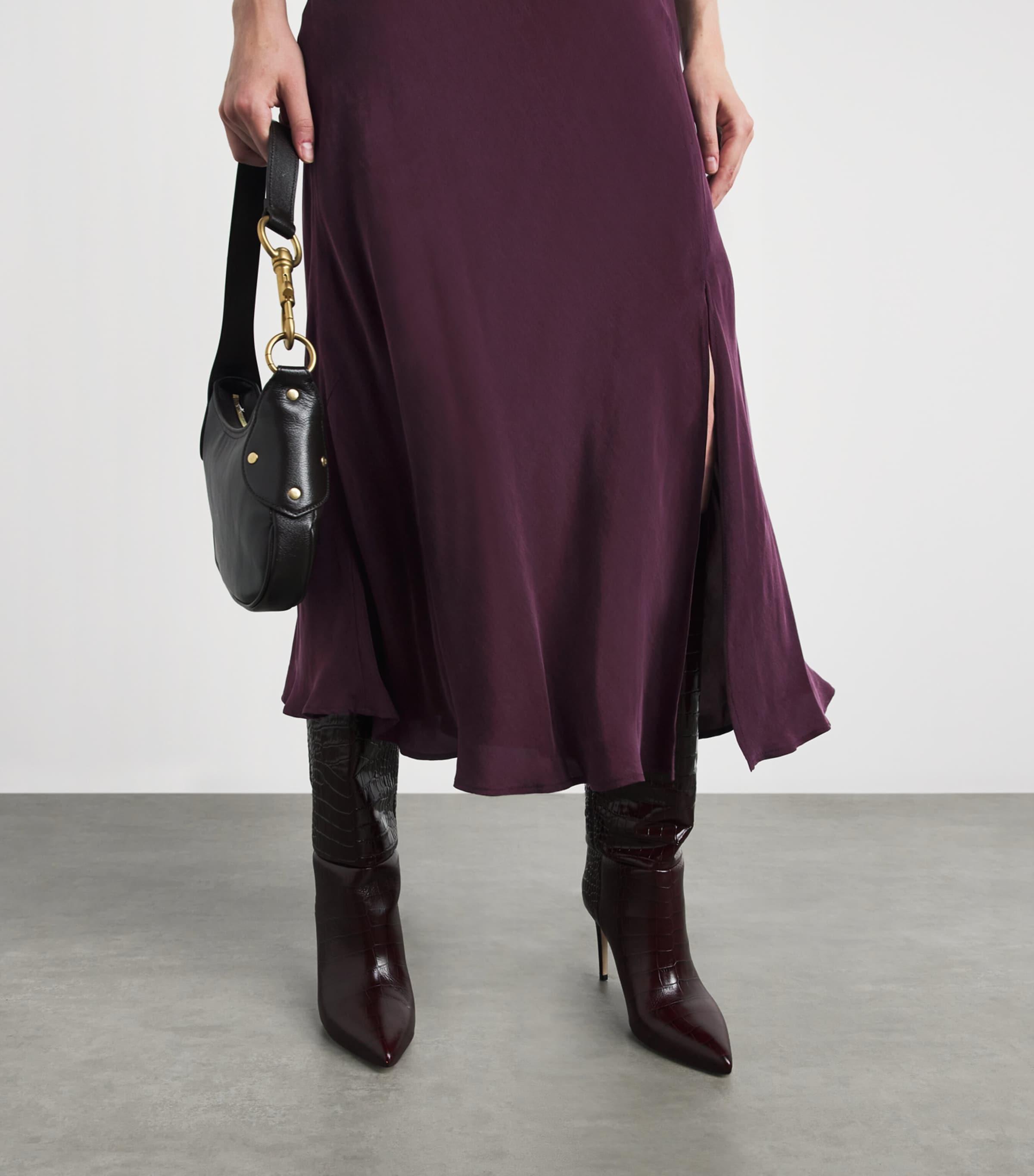 Claudie Pierlot Womens Teardrop-Detail Midi Dress Dark Dahlia Image 3
