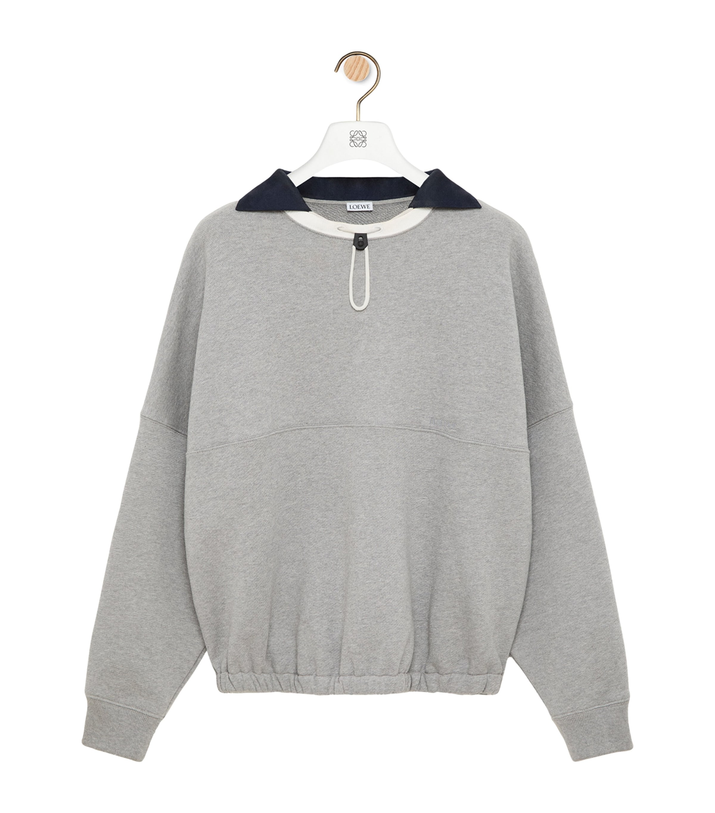 LOEWE Womens Cotton-Blend Drawstring Sweatshirt Grey Melange Image 1