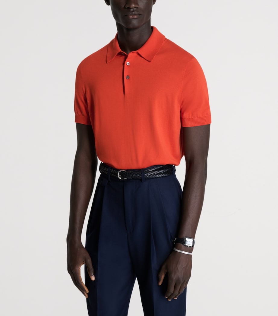Dunhill Mens Cotton-Mulberry Silk Polo Shirt Image 4