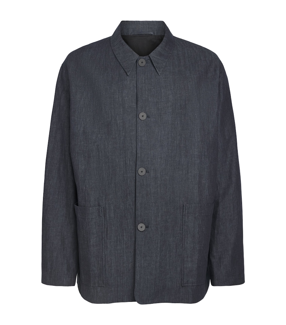Studio Nicholson Mens Cotton-Linen Nopi Jacket Indigo Image 1