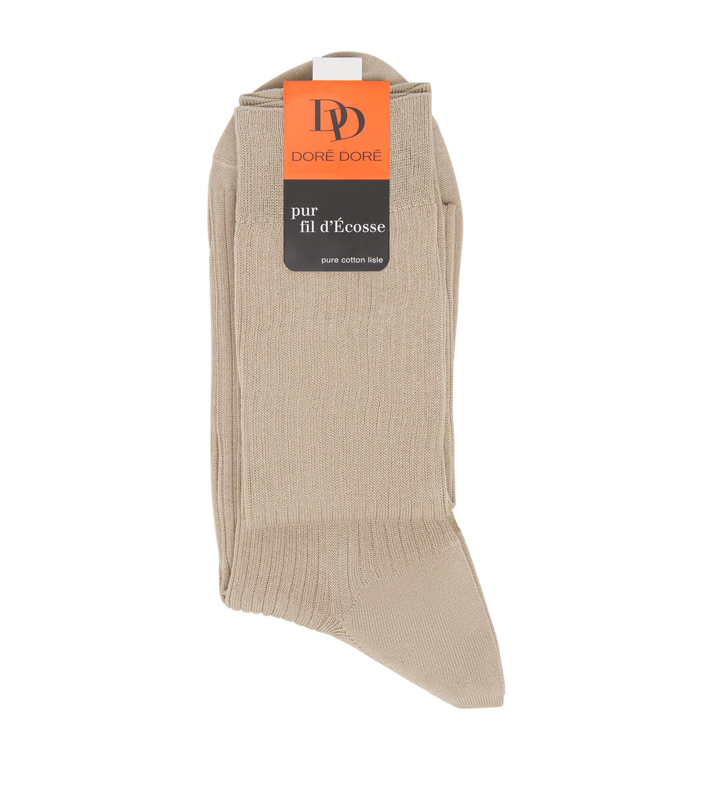 Doré Doré Mens Mercerised Cotton Ribbed Socks Grege Image 1