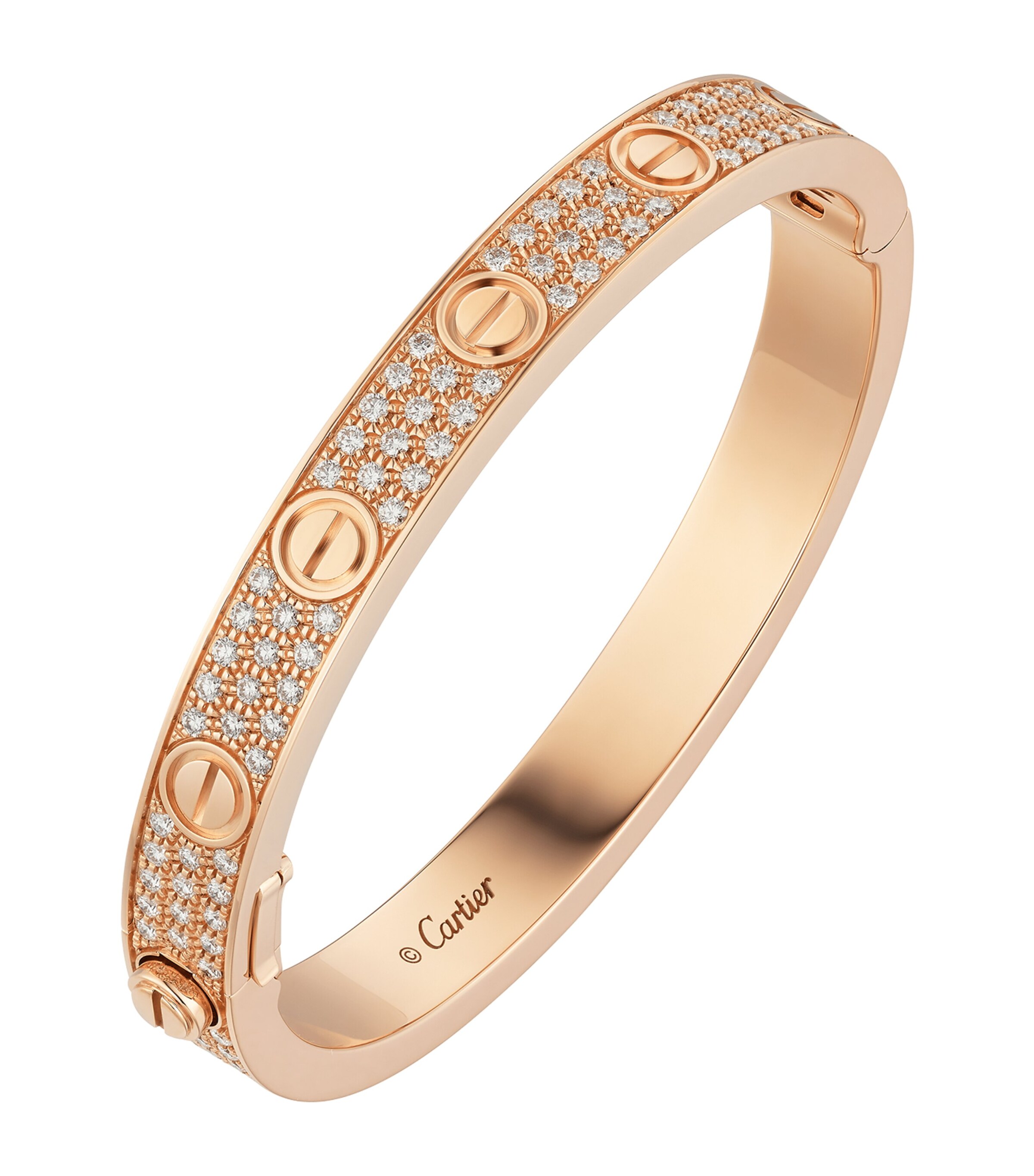 Cartier LOVE Classic Rose Gold and Diamond-Paved Bracelet Rose Gold Image 4