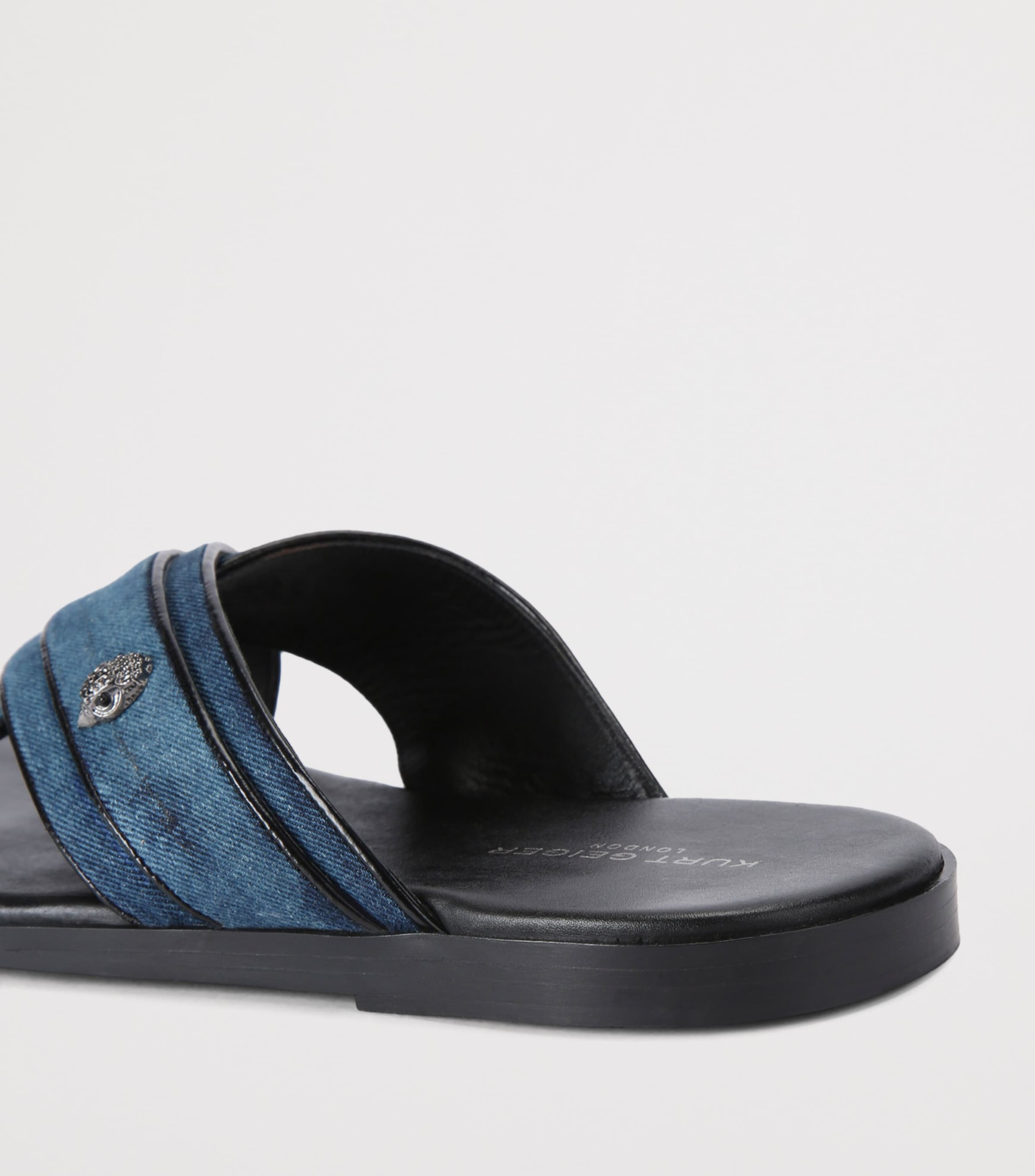 Kurt Geiger London Leather Bond Slides Denim Image 2