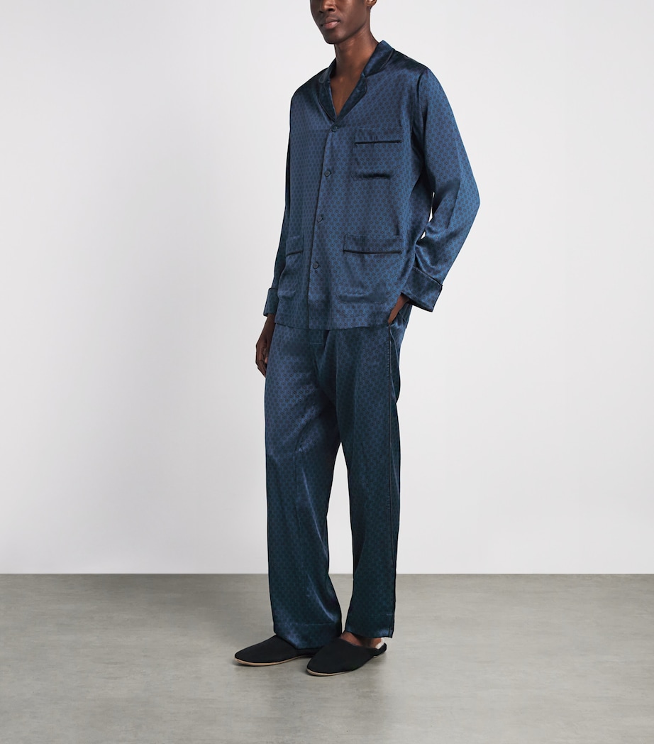 Olivia von Halle Mens Silk Twill Geometric Laurent Pyjama Set Orion Image 2