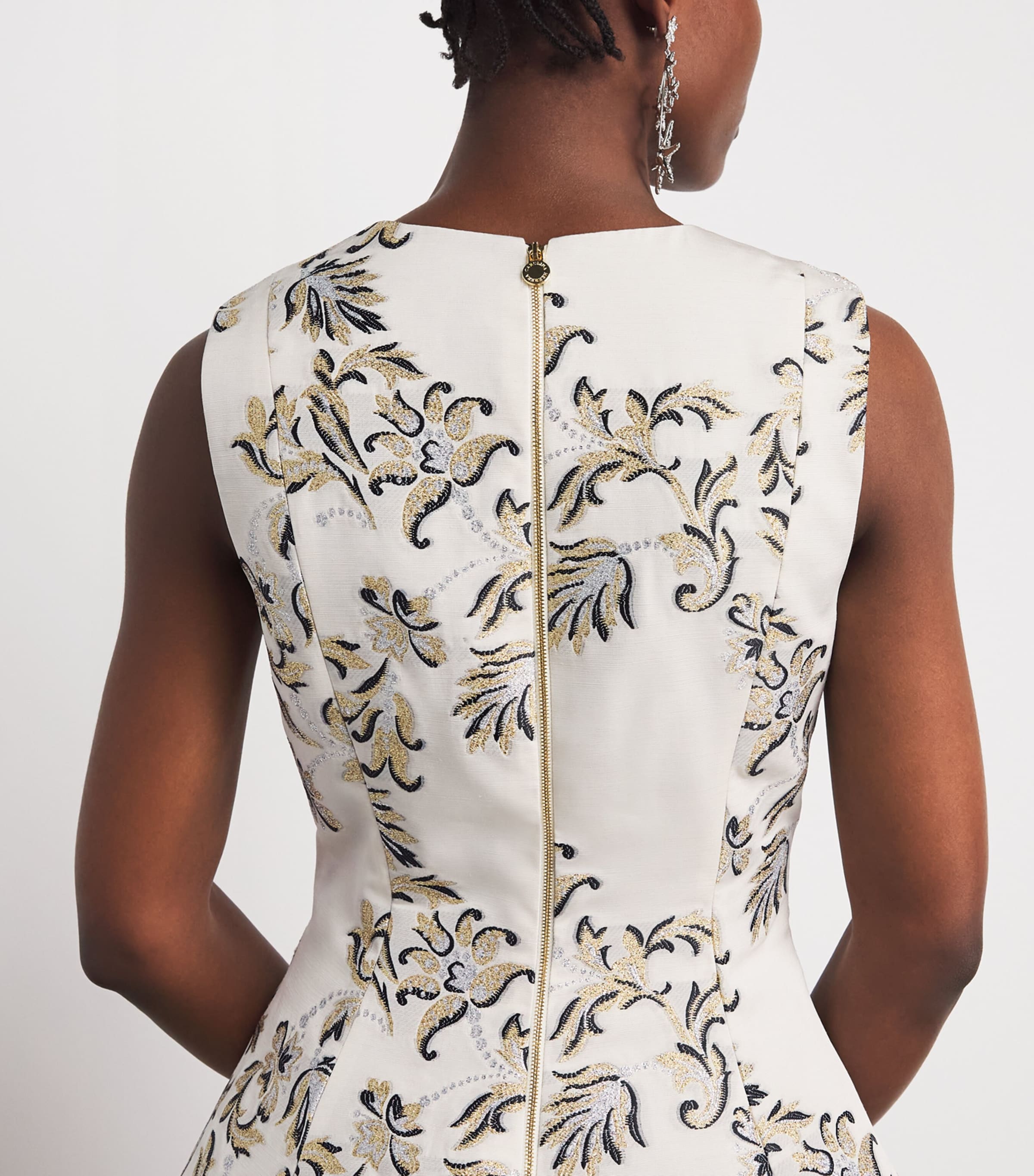 Carolina Herrera Womens Embroidered Sleeveless Gown Ivory Multi Image 5