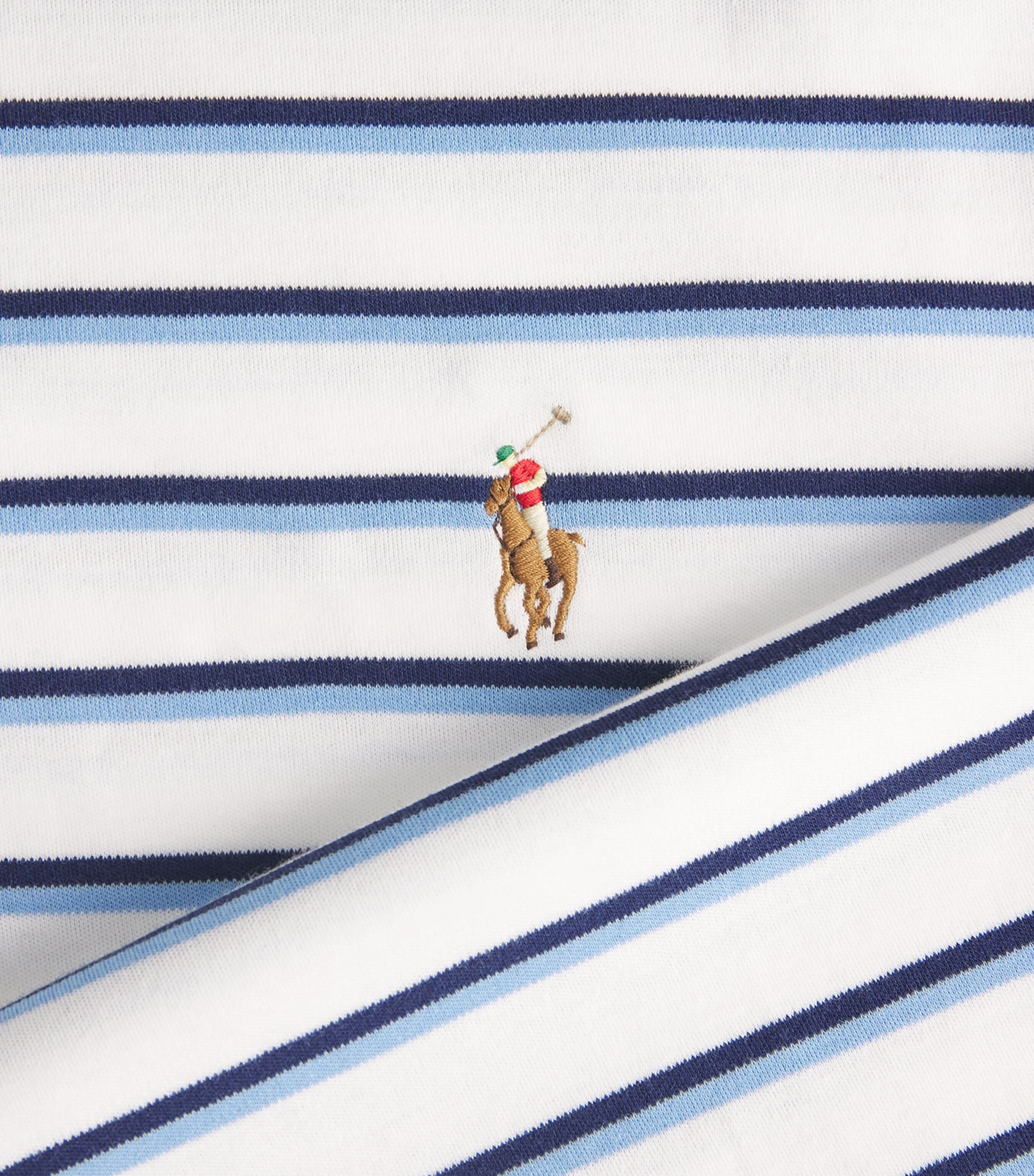 Pima Cotton Stripe Slim Polo Shirt WHITE BLUE MULTI Image 5