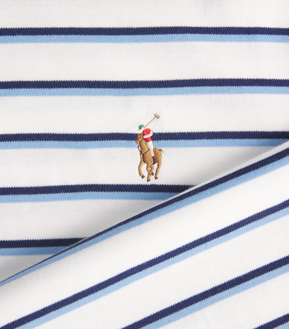 Pima Cotton Stripe Slim Polo Shirt WHITE BLUE MULTI Image 5