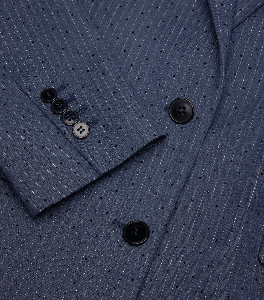 Stripe Rhinestone-Embellished Blazer BLUE Image 2