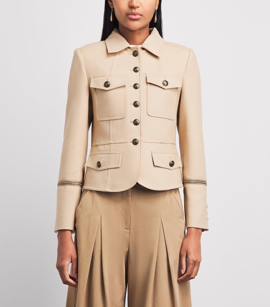 ME+EM Womens Wool-Blend Military Jacket Pale Stone Image 4