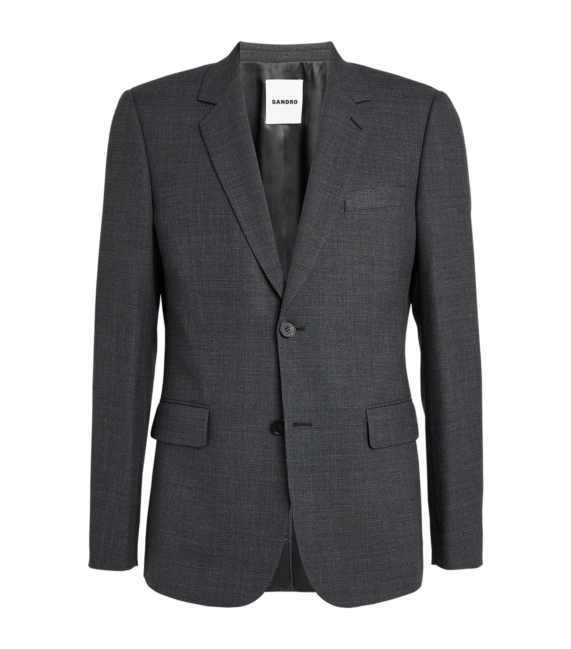 Sandro Wool Suit Jacket In Black