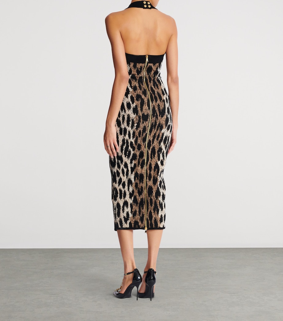 Leopard Jacquard Midi Dress WHI MARRON/NATUREL Image 3