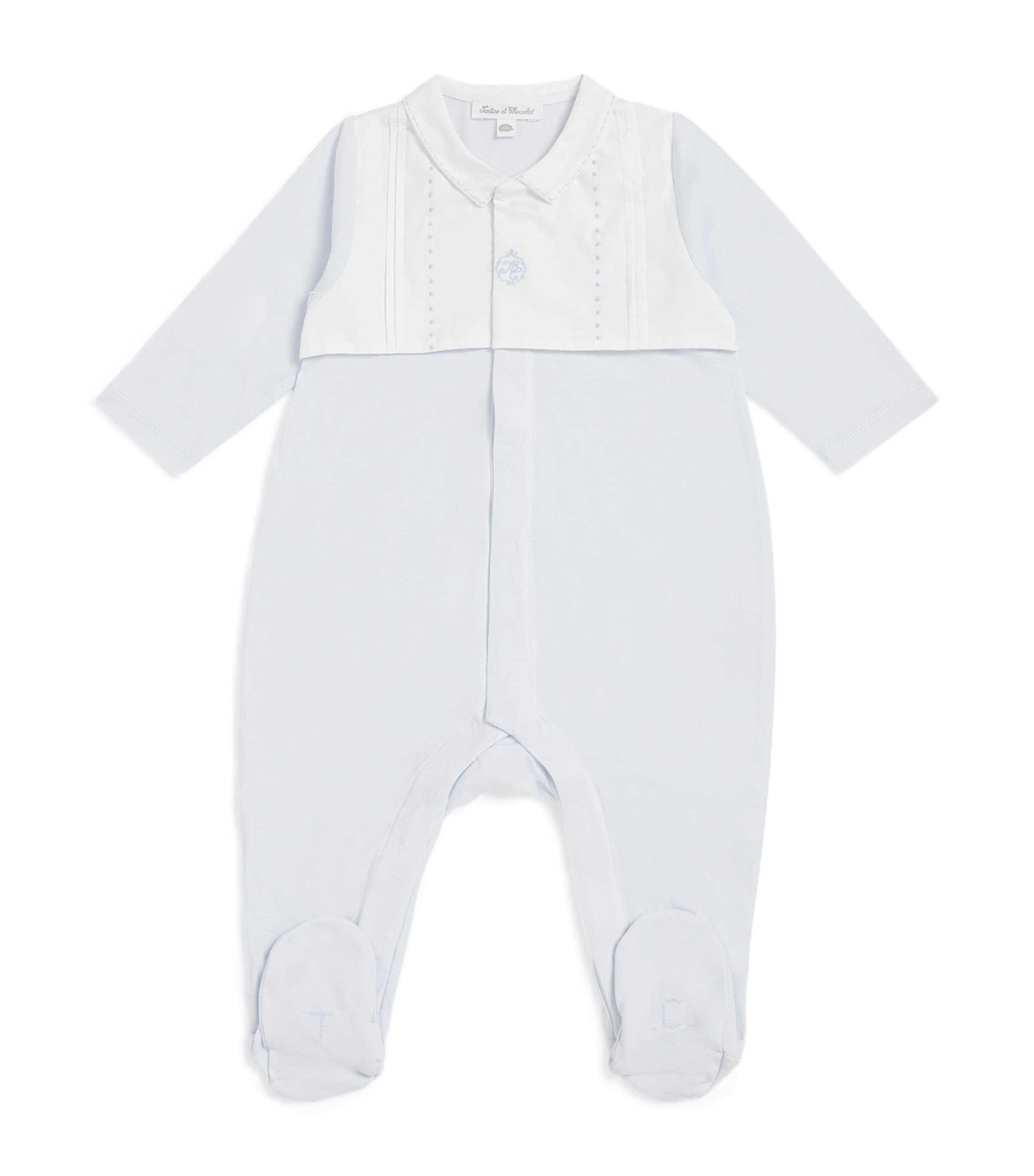 Tartine Et Chocolat Cotton Embroidered All-in-one In Gray
