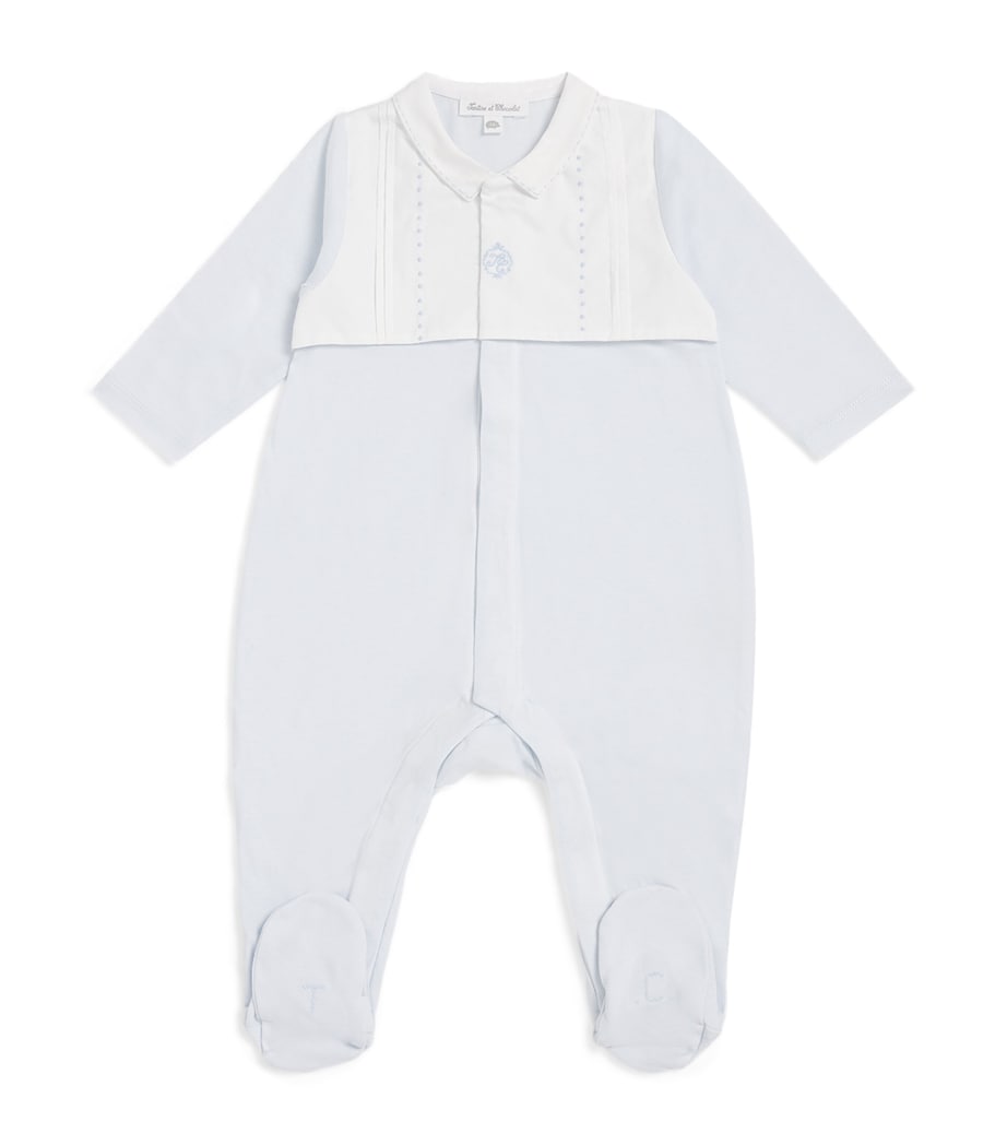 Cotton Embroidered All-In-One (0-24 Months) 41BLEU CIEL Image 1