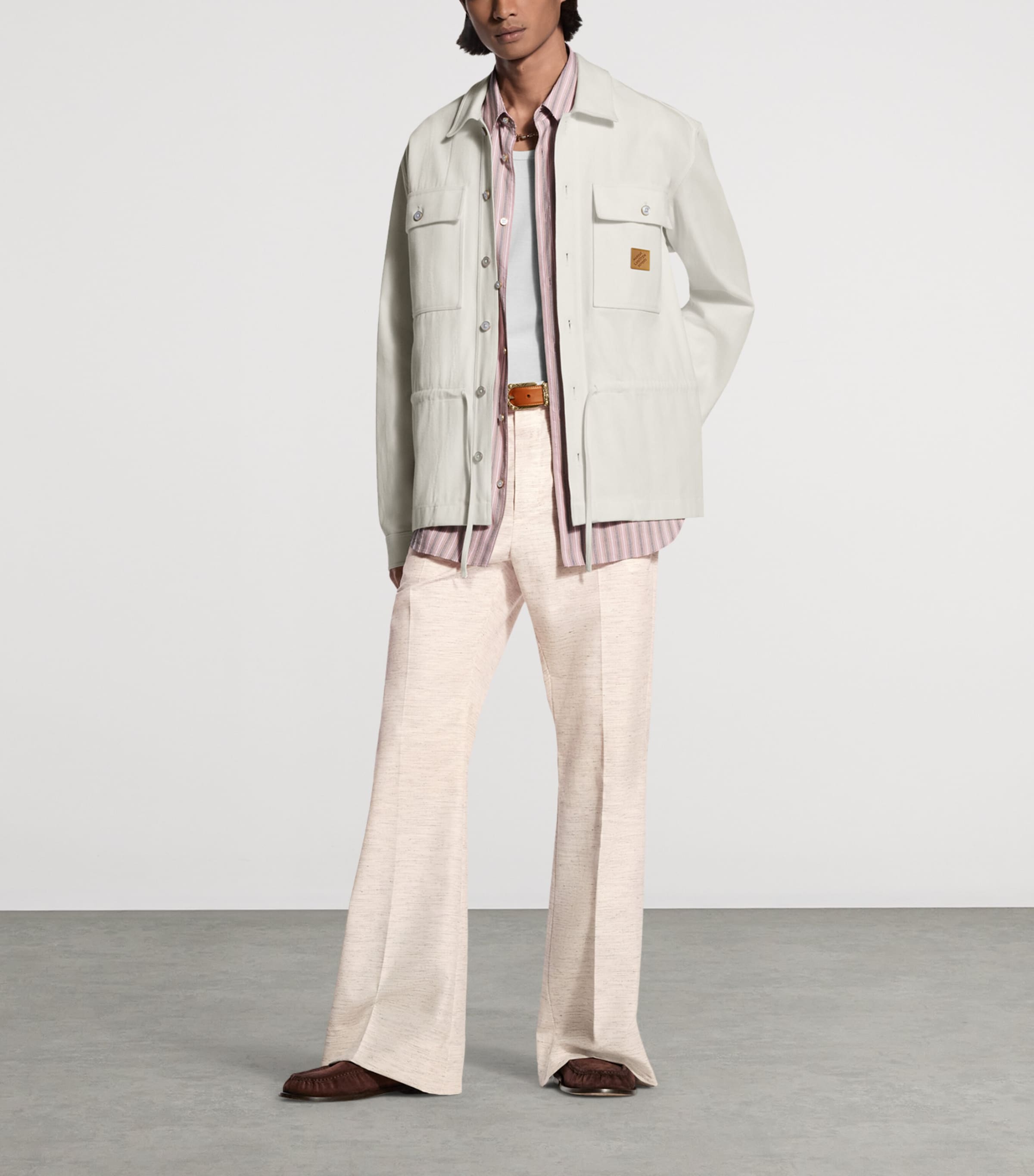 LOUIS VUITTON Mens Organic Cotton Signature Overshirt Greige Image 3