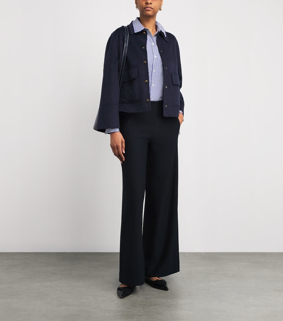 Cotton Stripe Ruffled Shirt NAVY/WHITE Image 2