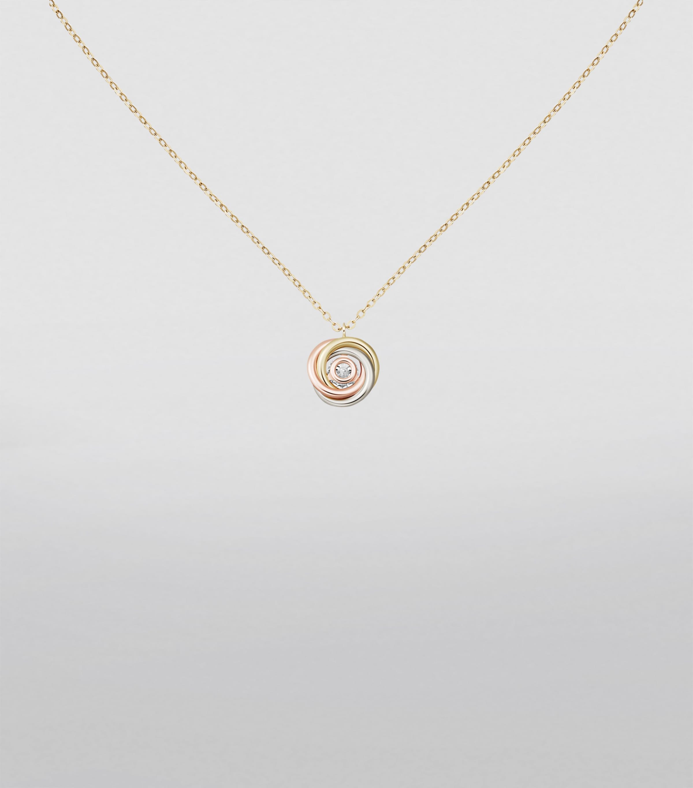 Mixed Gold and Diamond Trinity Necklace (36-40cm) MIXED GOLD Image 3