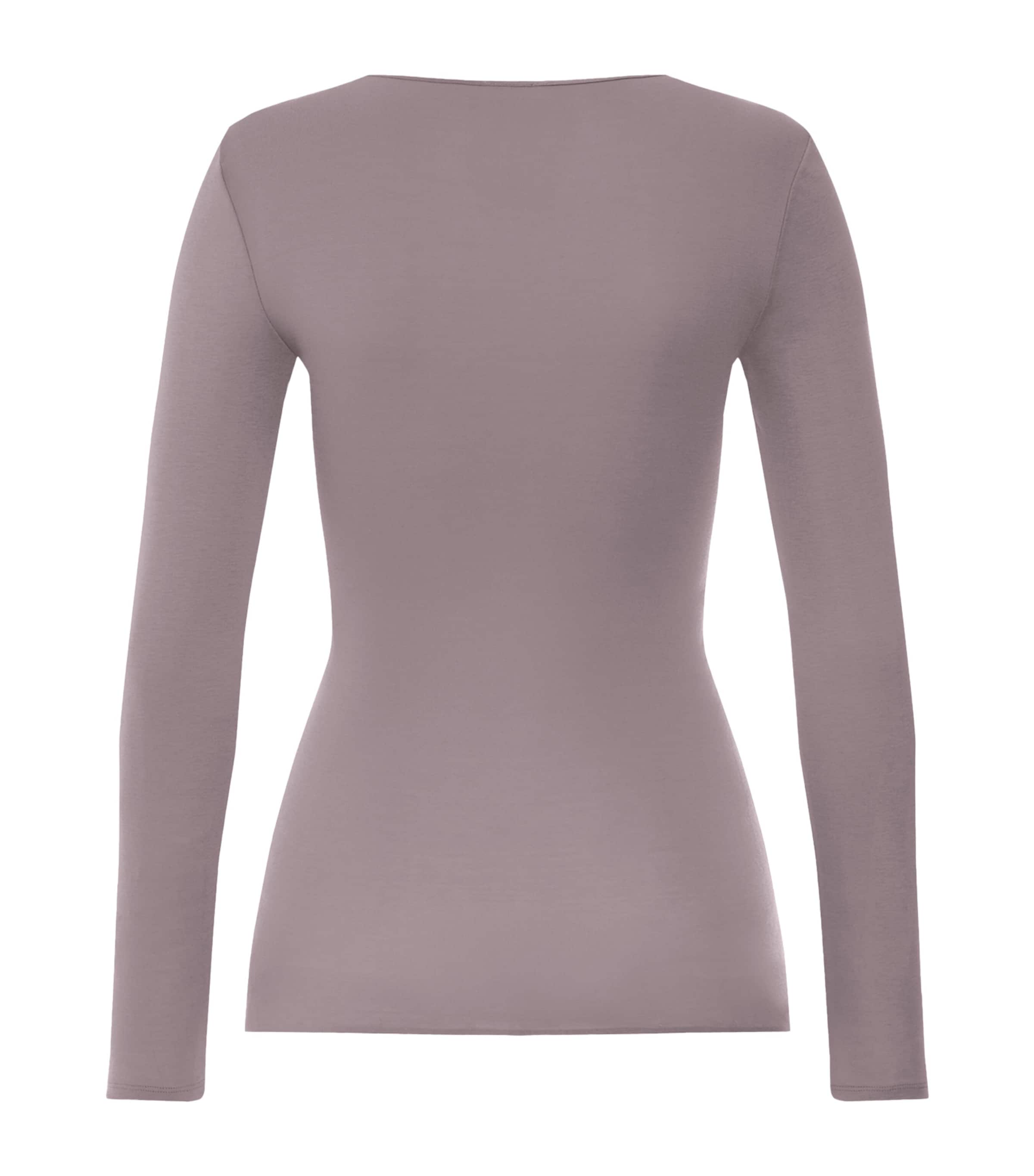 Hanro Womens Cotton Seamless Long-Sleeve T-Shirt Stormy Rose Image 3