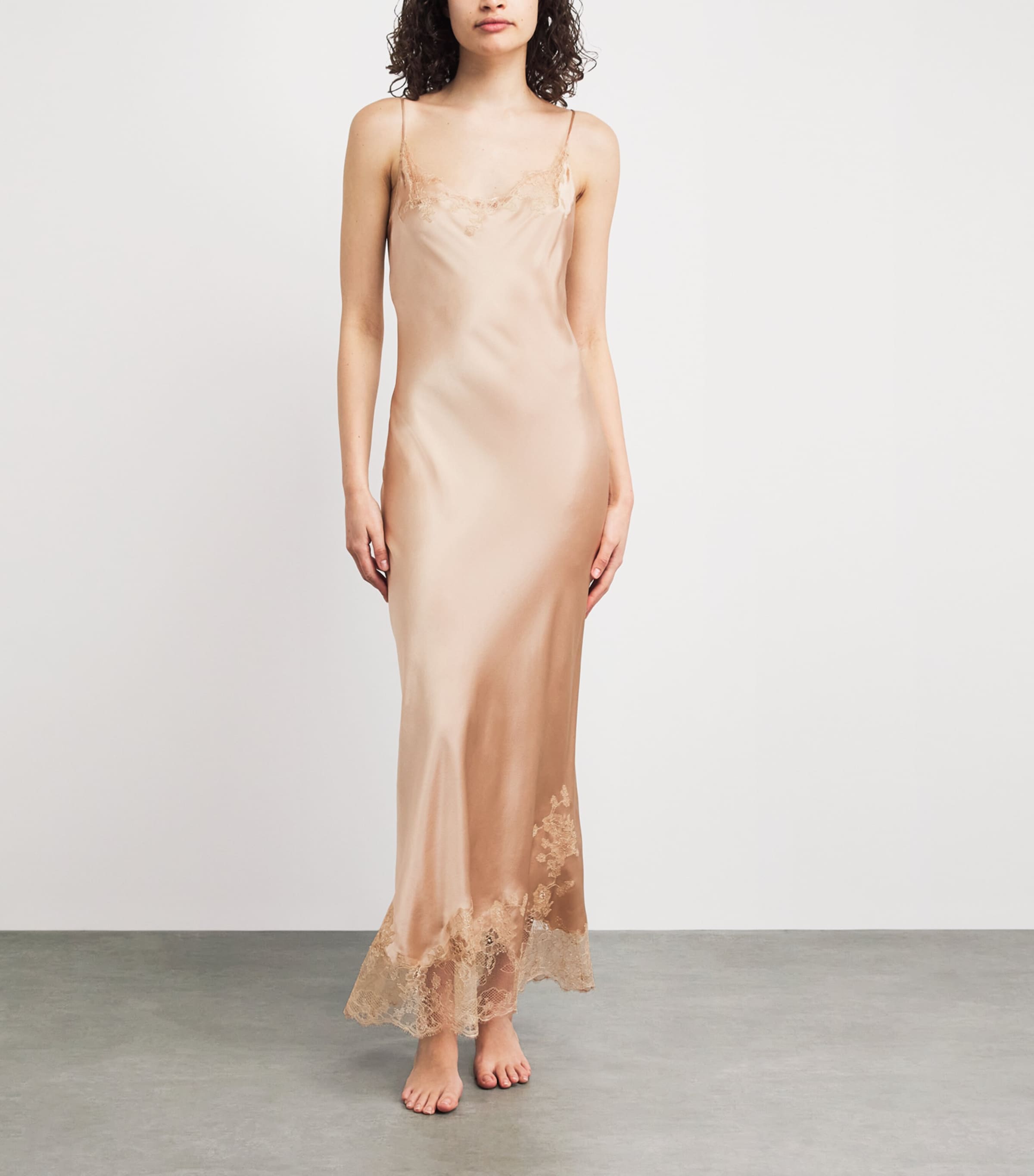 Carine Gilson Womens Silk-Lace Louise Slip Dress Moka / Moka Image 2