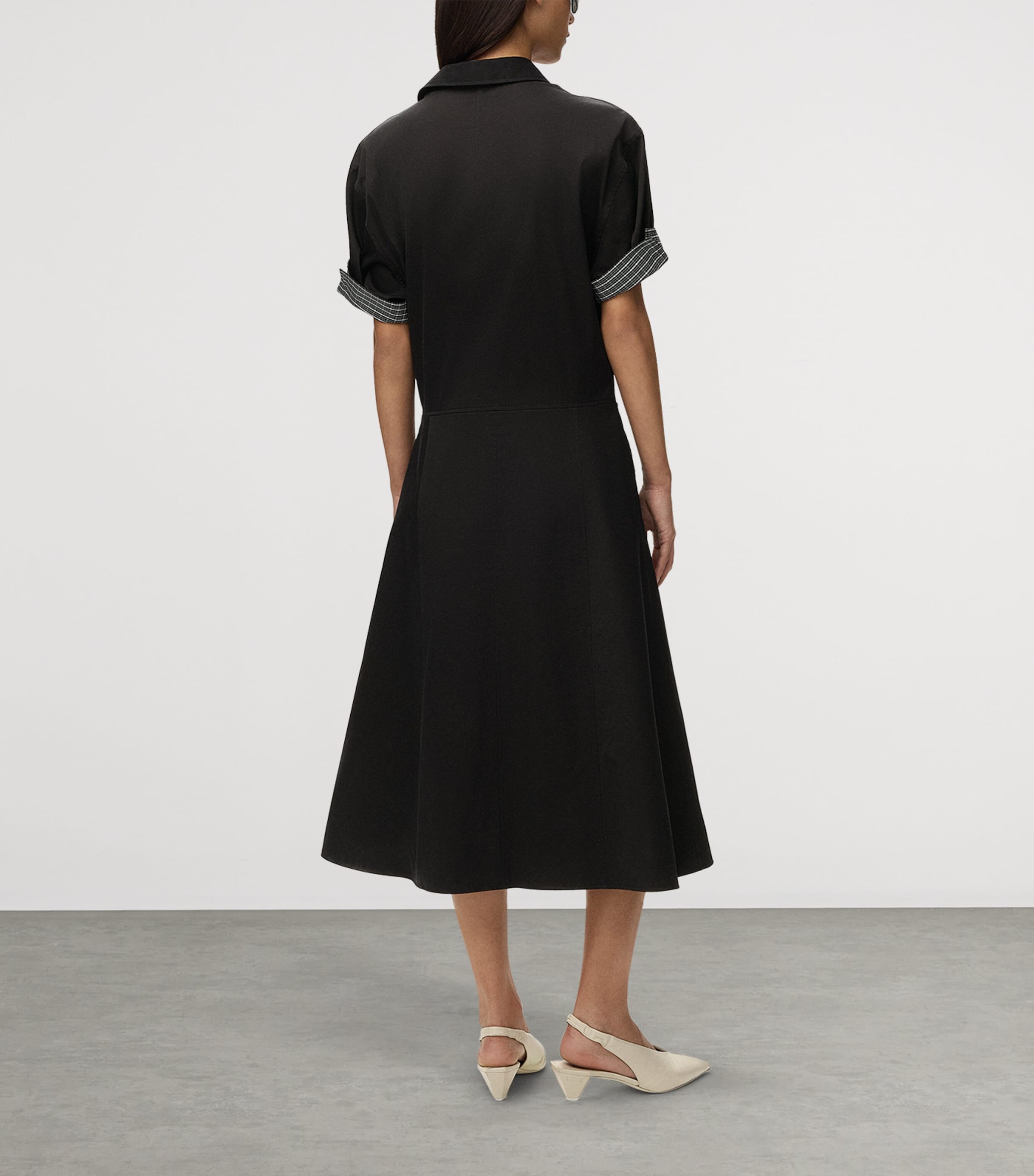 LOEWE Womens Cotton-Silk Midi Shirt Dress Black Image 5