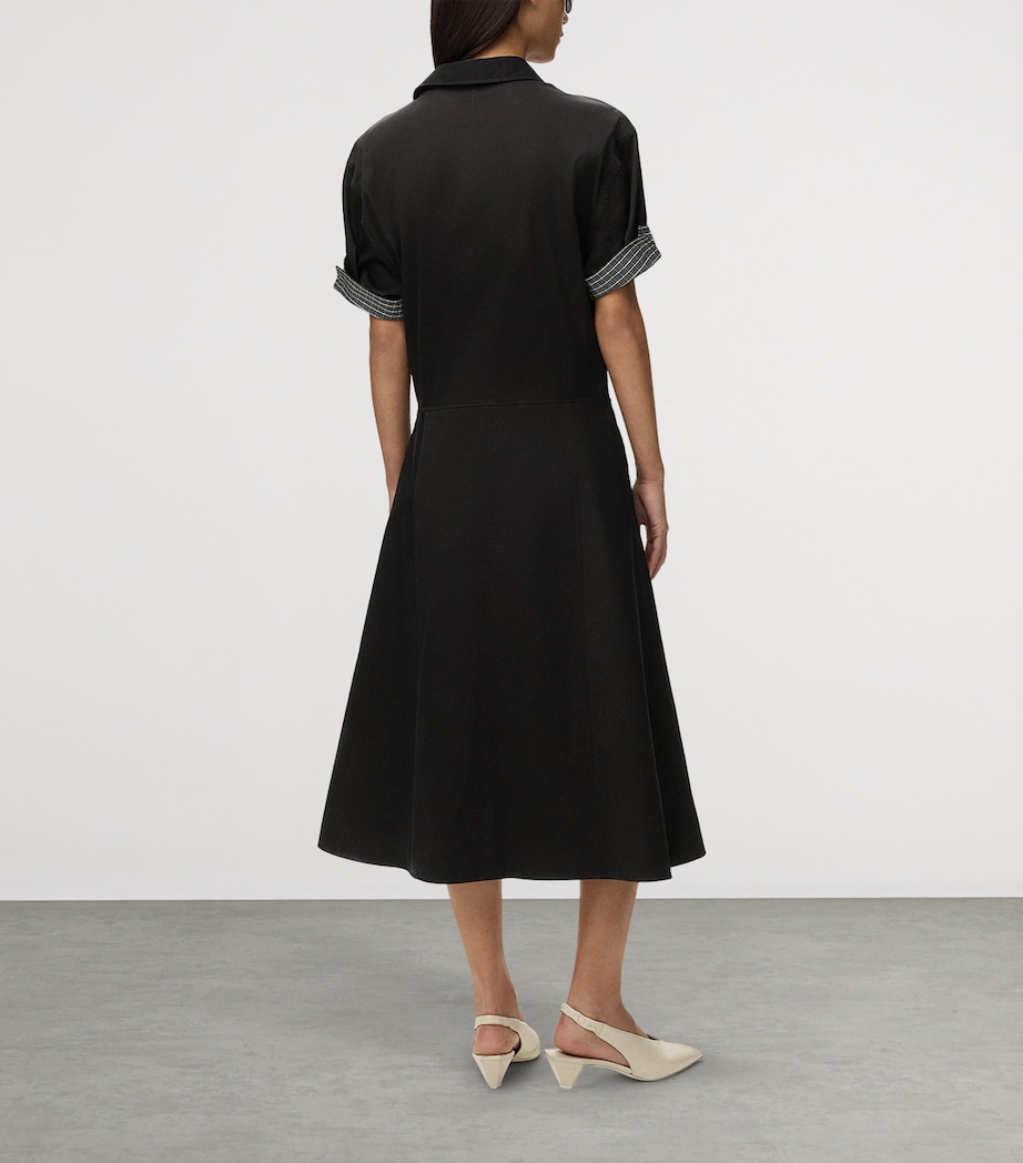 LOEWE Womens Cotton-Silk Midi Shirt Dress Black Image 5