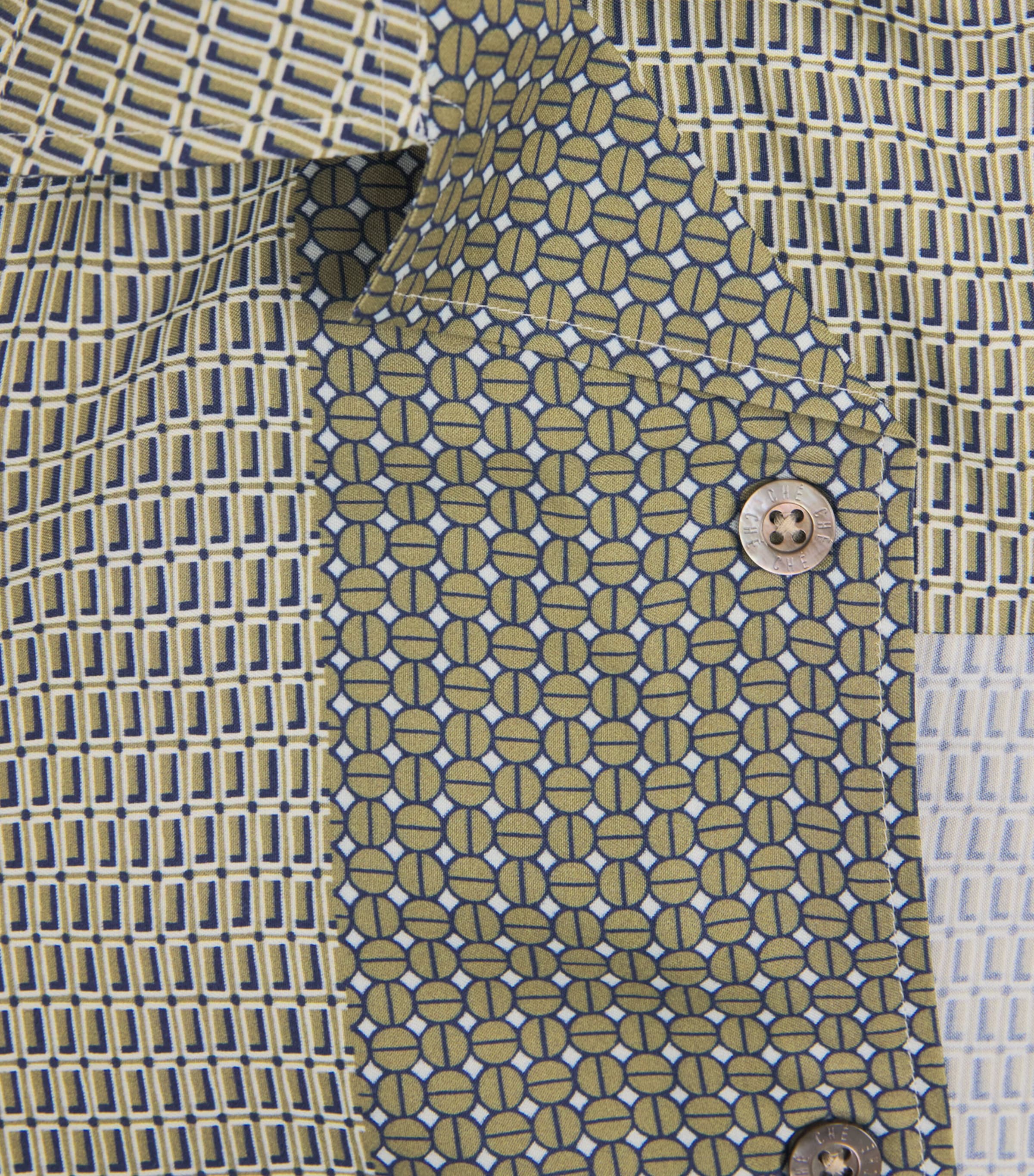 CHÉ Mens Printed Berkeley Shirt Dark Olive Image 6