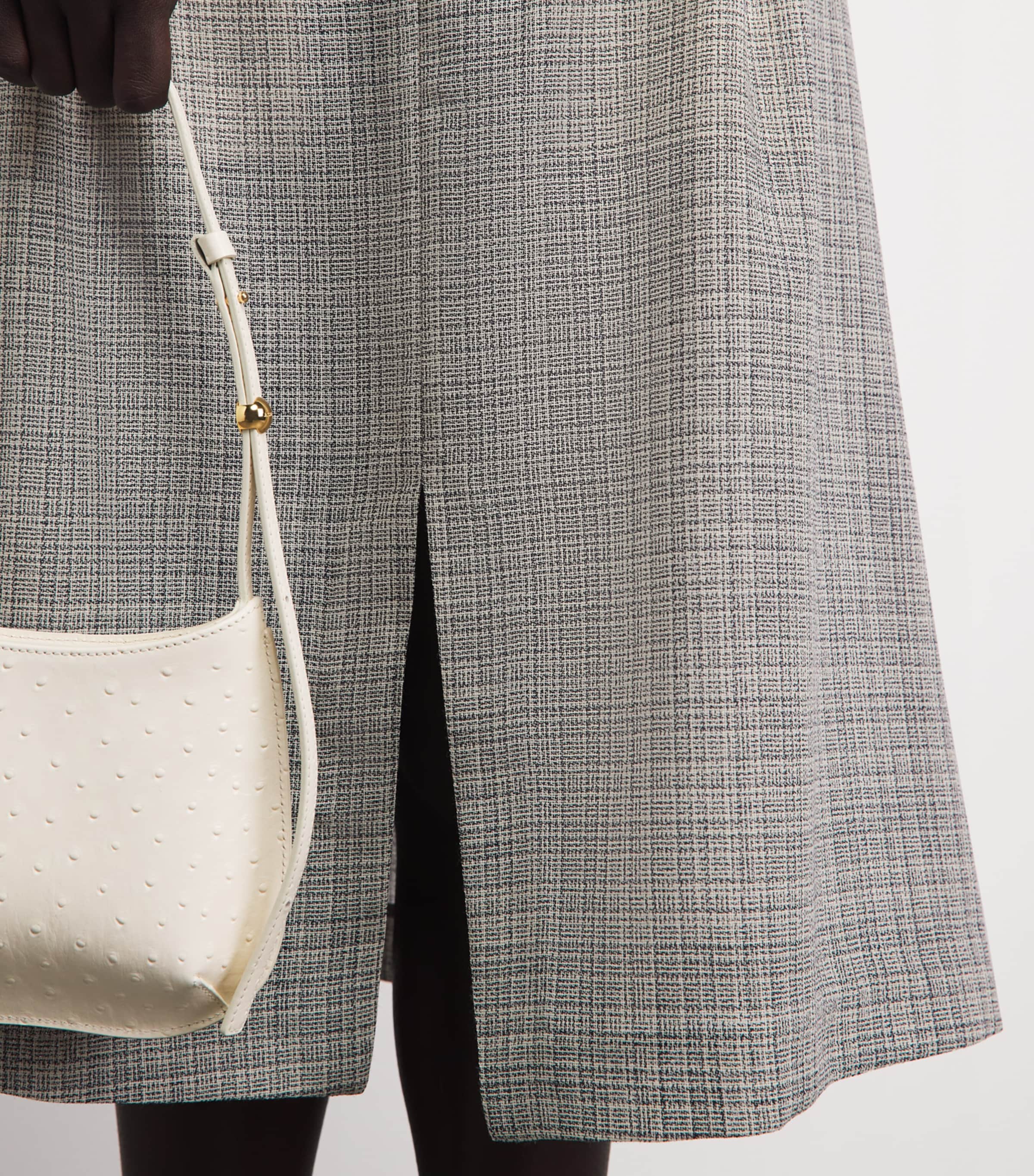 BITE Studios Womens Wool Pocket Midi Skirt Off White/navy Image 3