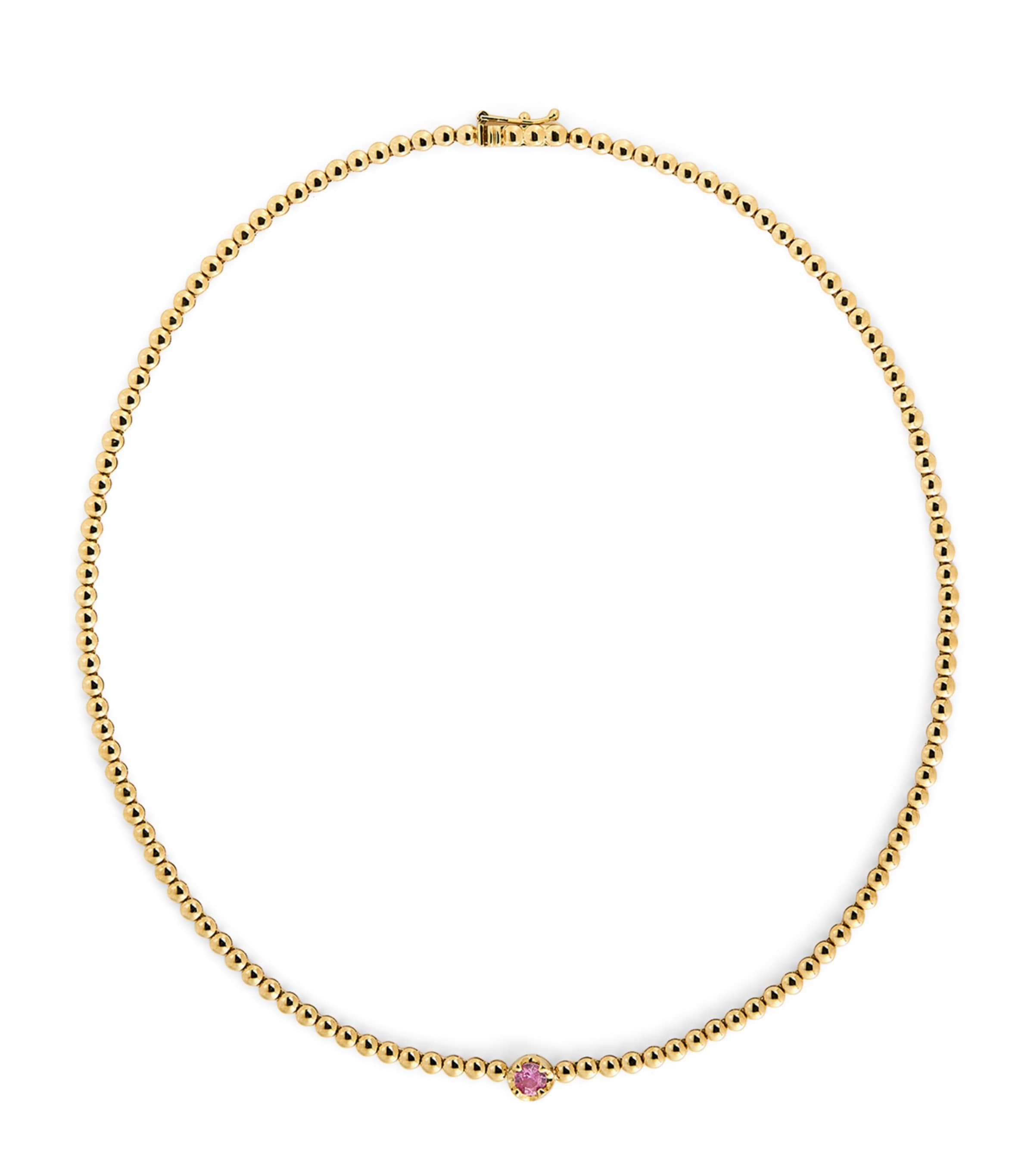 Shop Jennifer Meyer Yellow Gold And Pink Sapphire Illusion Tennis Necklace