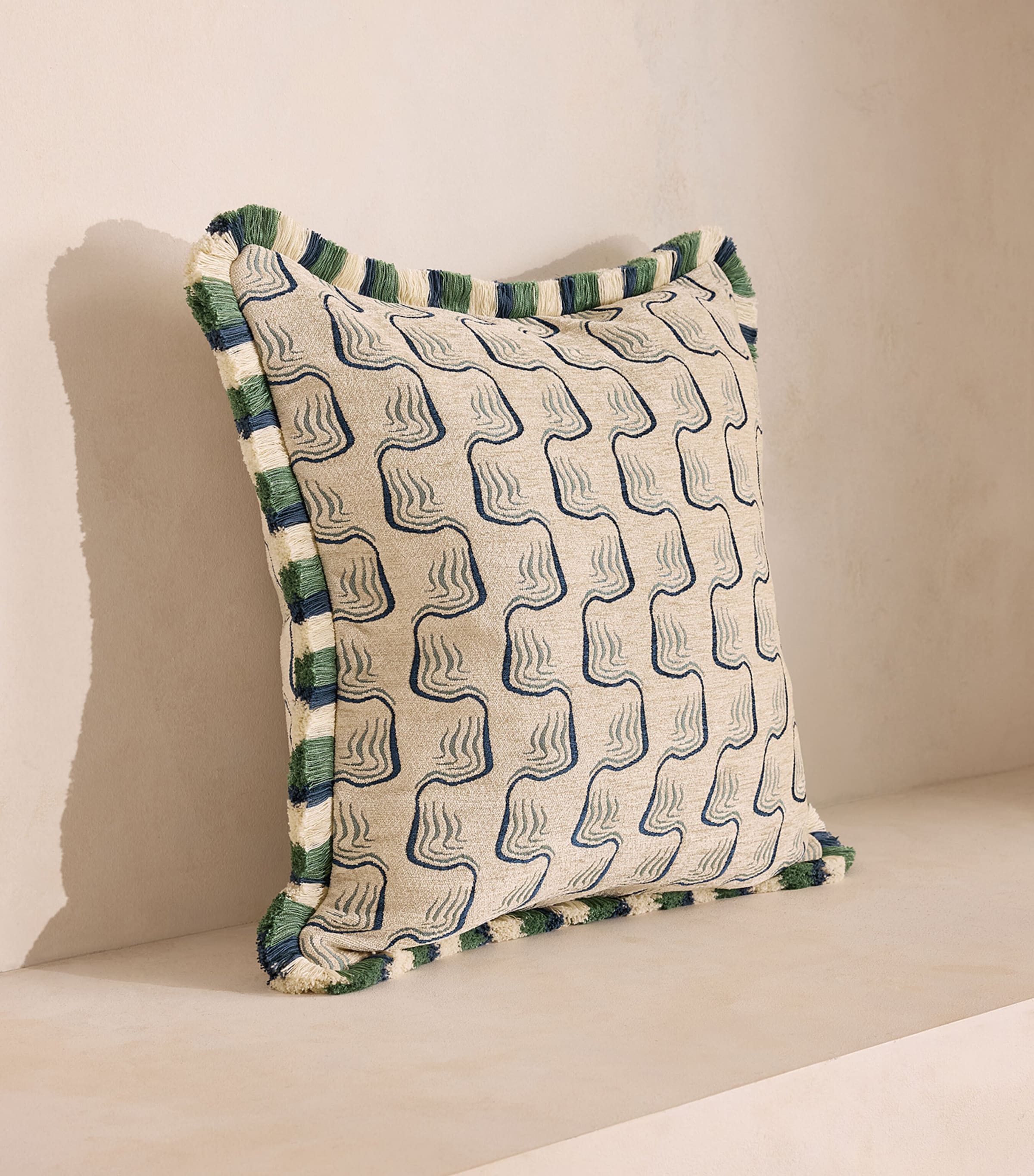 Soho Home Jacquard Theron Cushion (50cm x 50cm) Green Image 2