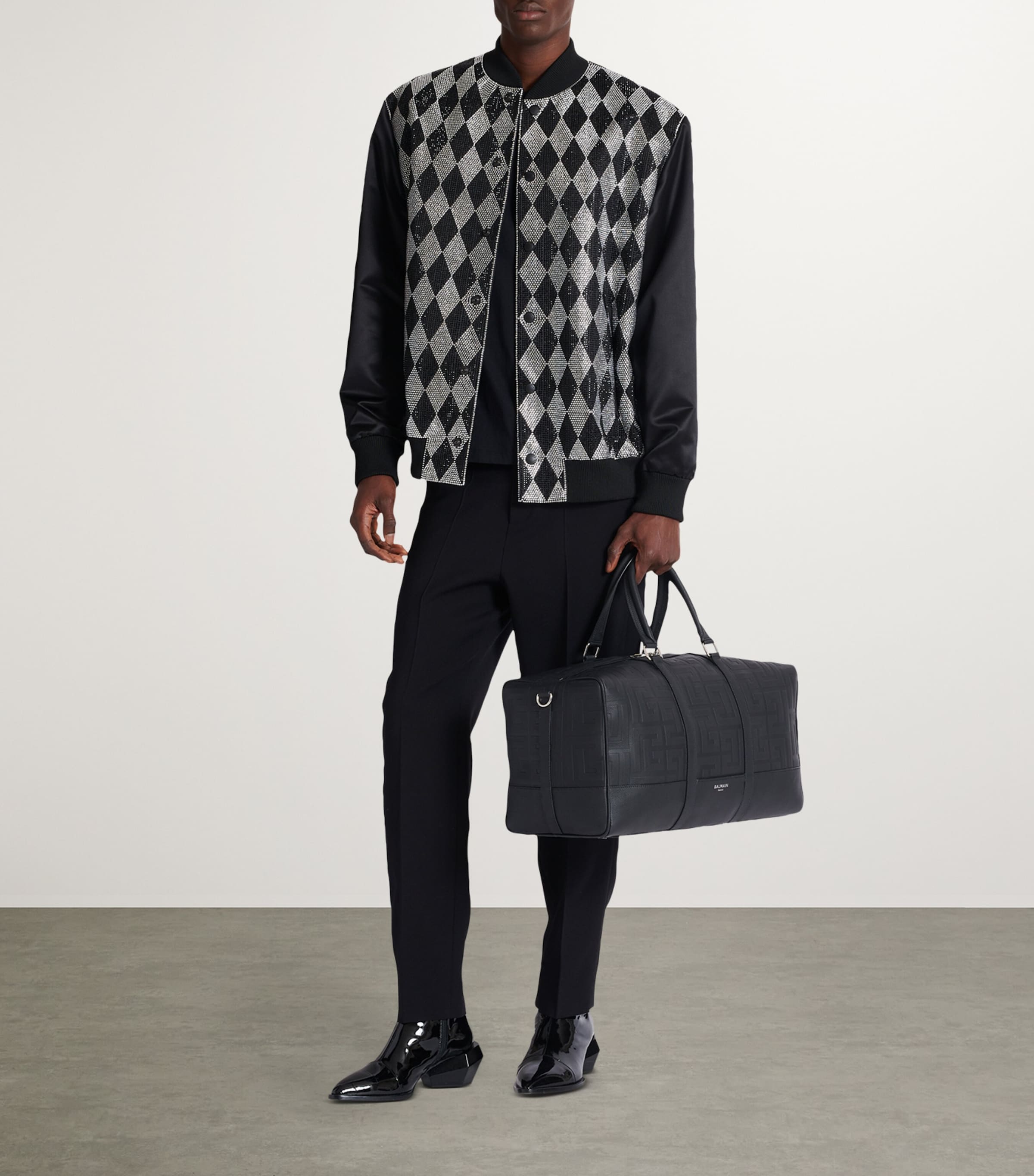 Balmain Leather PB Monogram Holdall Noir Image 3