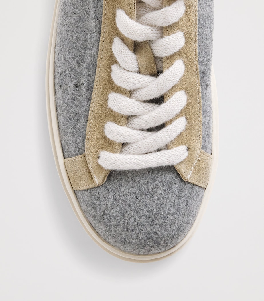 Wool Suede-Trim Sneakers GRIGIO MEDIO, SABBIA Image 5