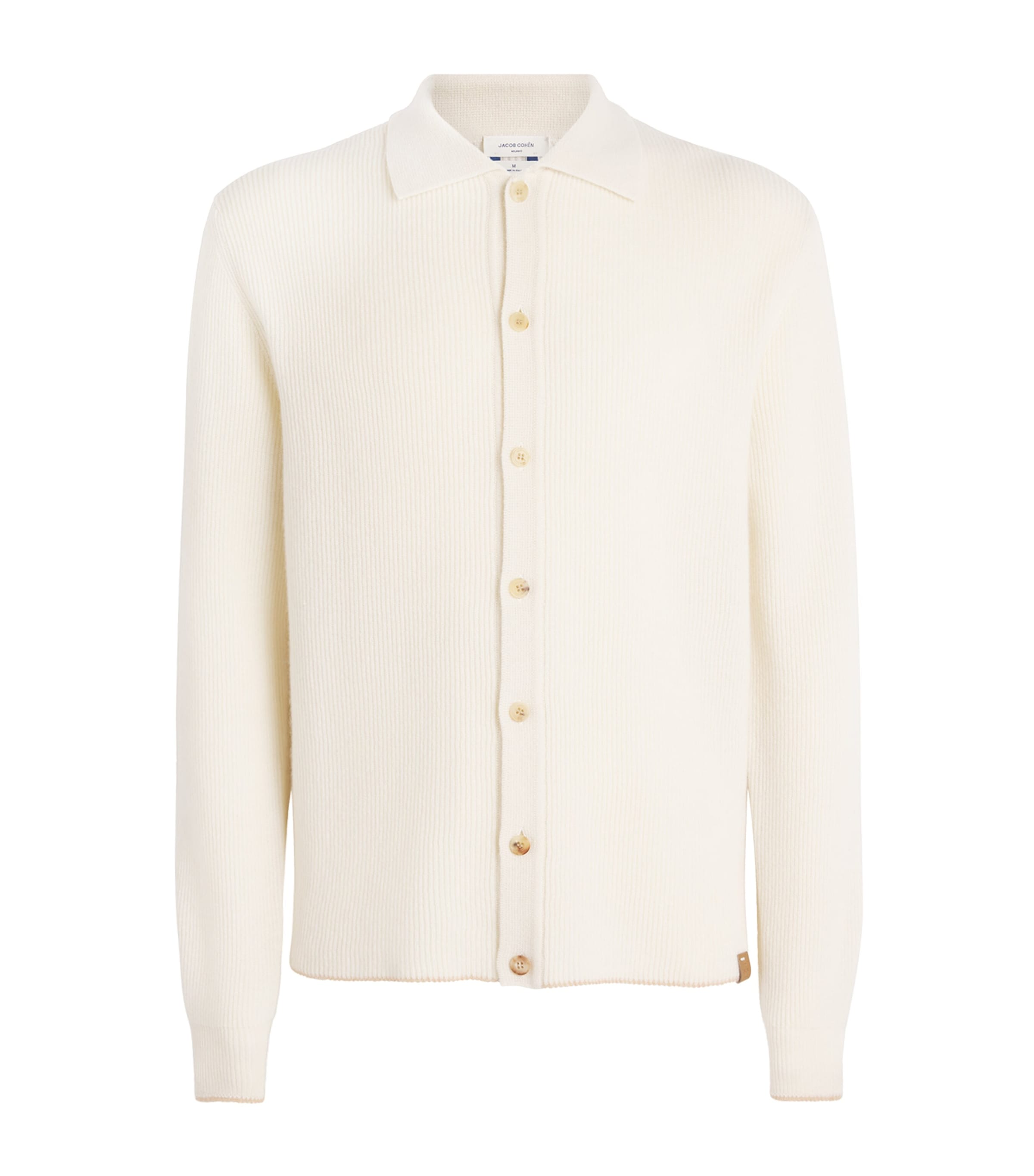 Jacob Cohën Mens Cashmere Collared Cardigan Cream Image 1