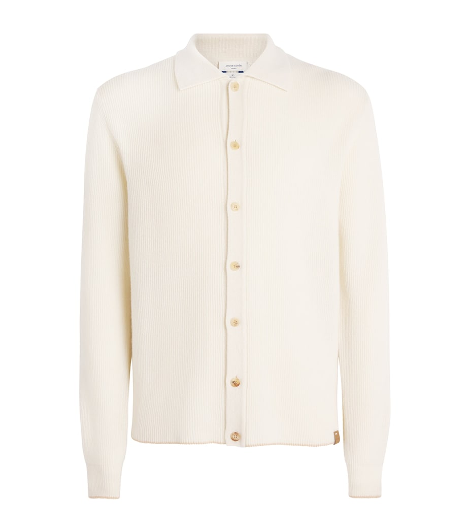 Jacob Cohën Mens Cashmere Collared Cardigan Cream Image 1