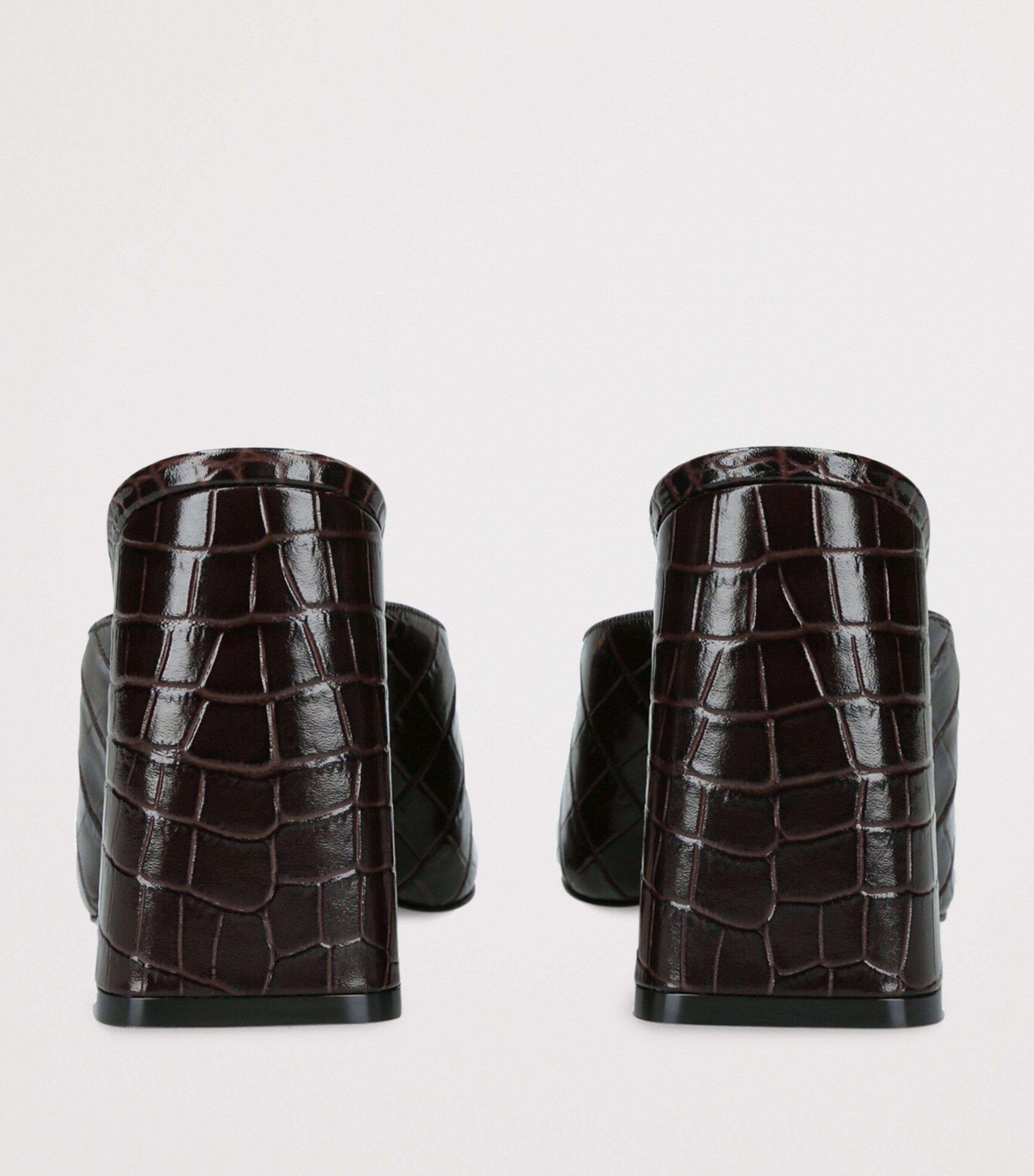 Valentino Garavani Croc-Embossed Leather VLogo Mules 95 Mid Brown Image 2