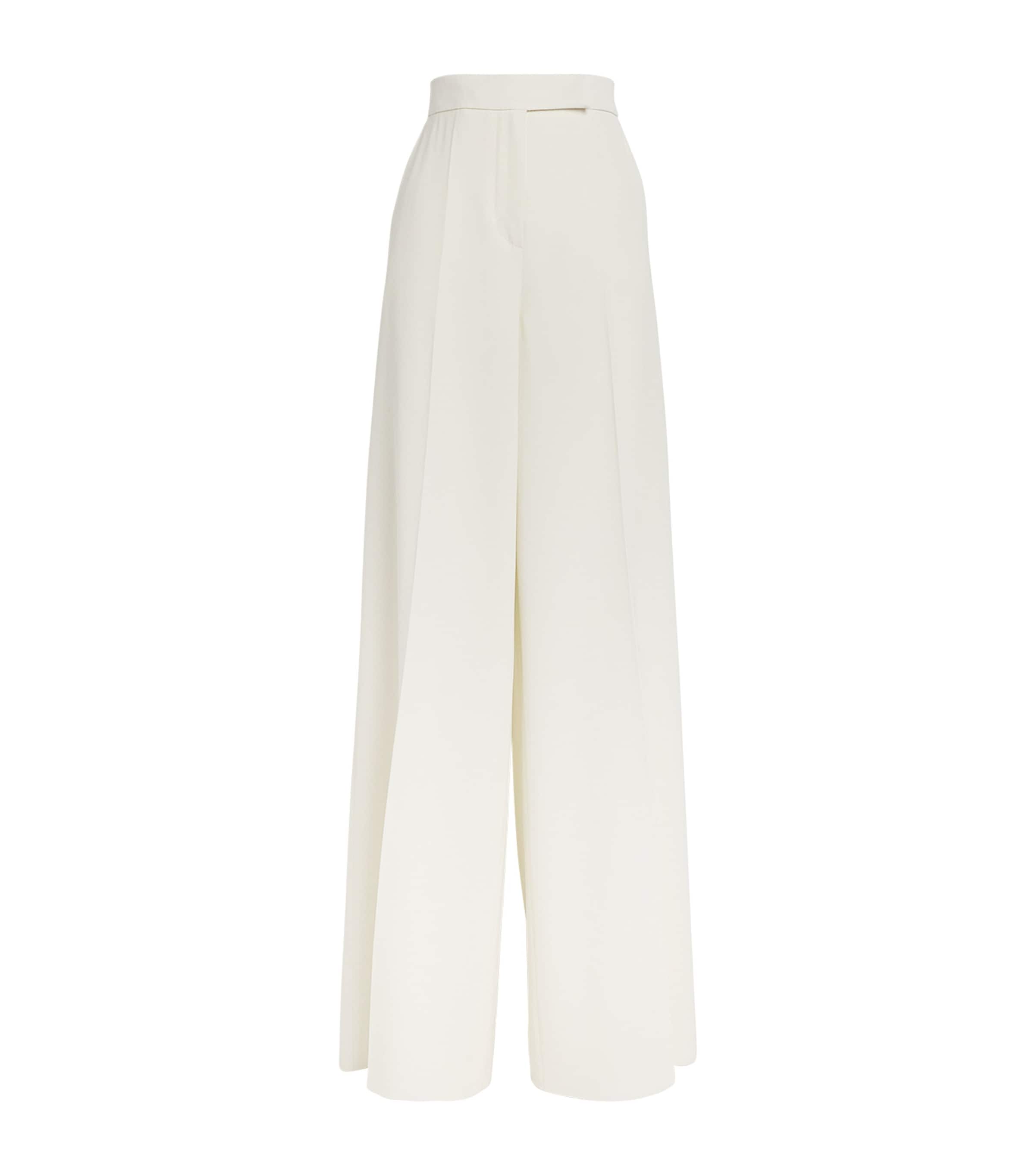 Max Mara Wool Wide-leg Tailored Trousers In White