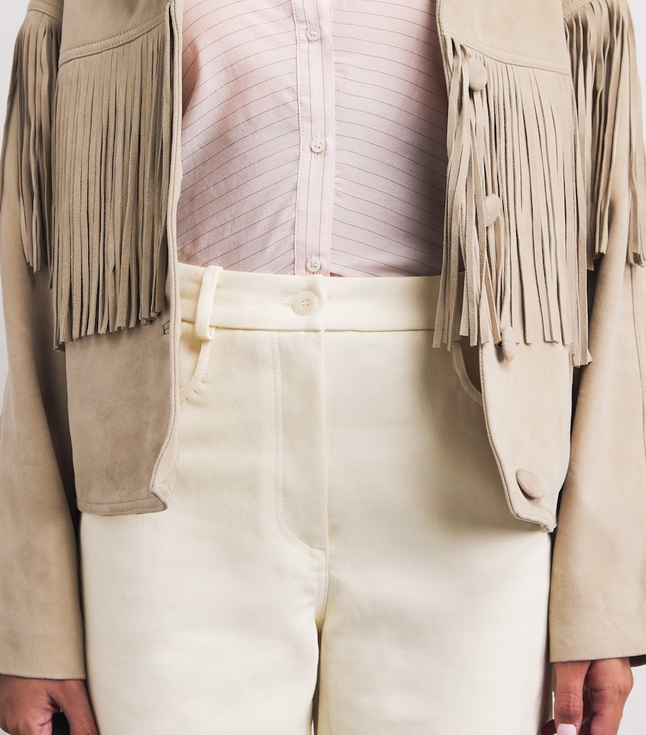 Claudie Pierlot Womens Cotton Wide-Leg Trousers Vanilla Image 3