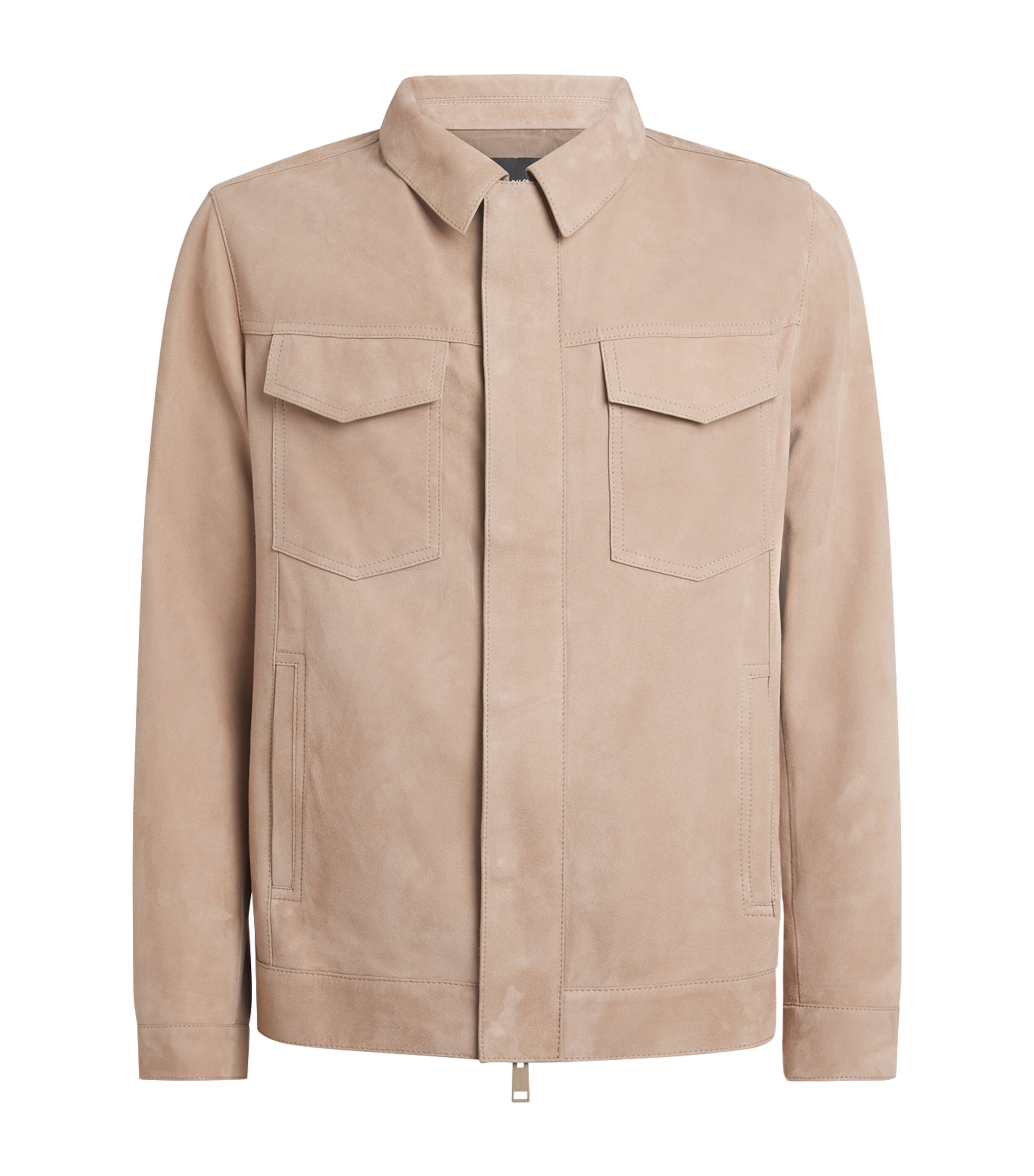 Shop Yves Salomon Suede Trucker Jacket In White