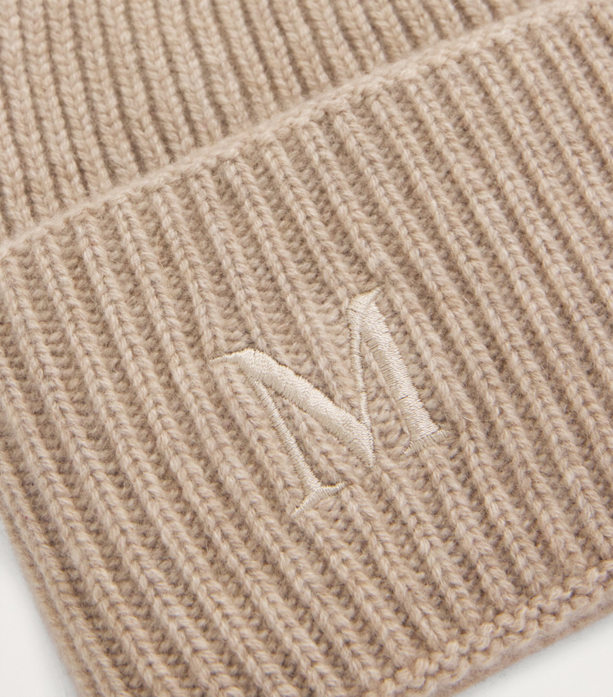 Cashmere Embroidered Beanie BEIGE Image 3