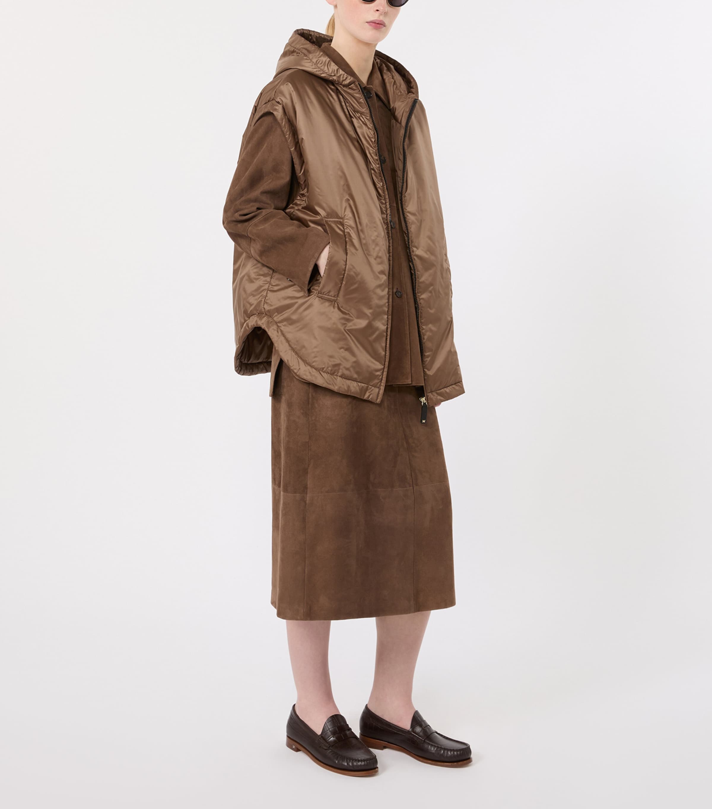 Max Mara Womens Suede Shirt Jacket Mud Image 2