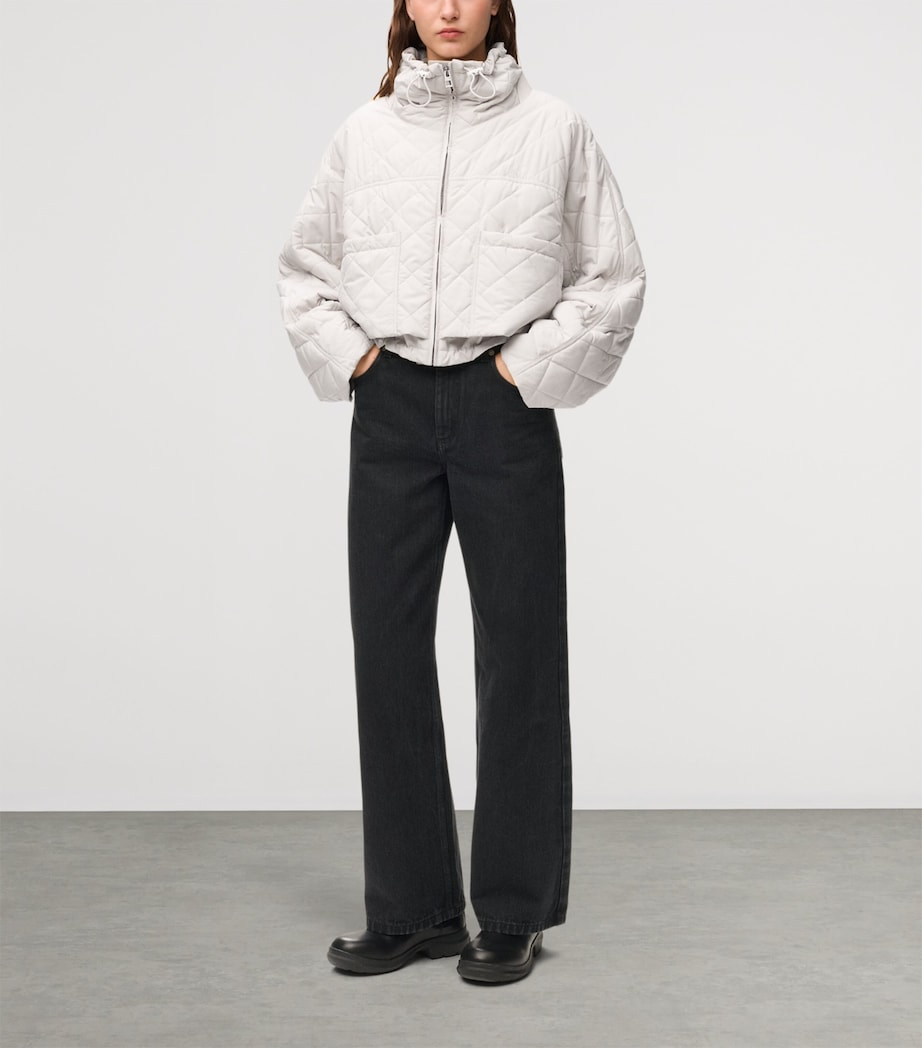 LOEWE Womens High-Neck Quilted Jacket Ecru Image 2