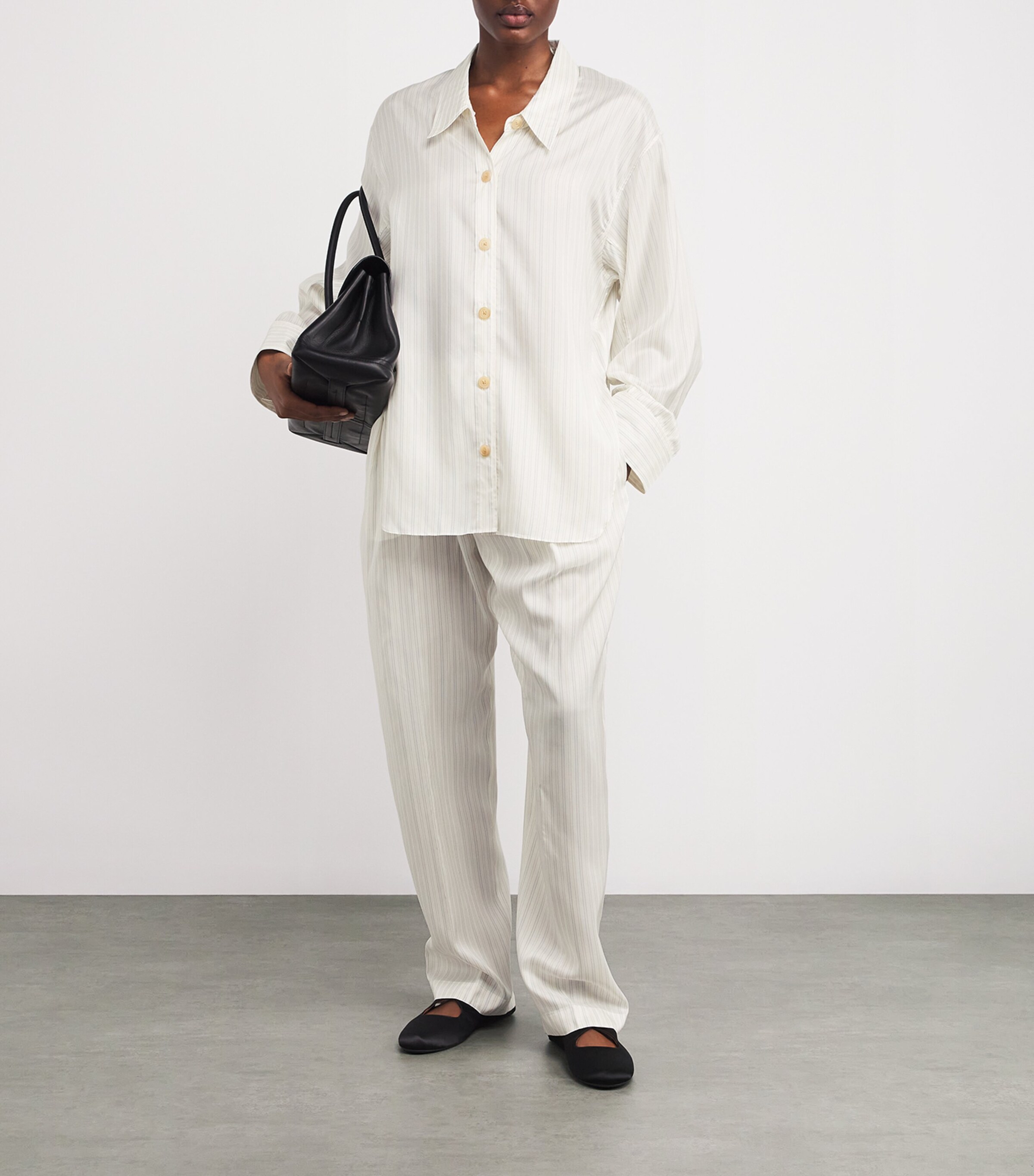 Khaite Ivory Silk Striped Herschel Shirt | Harrods LB