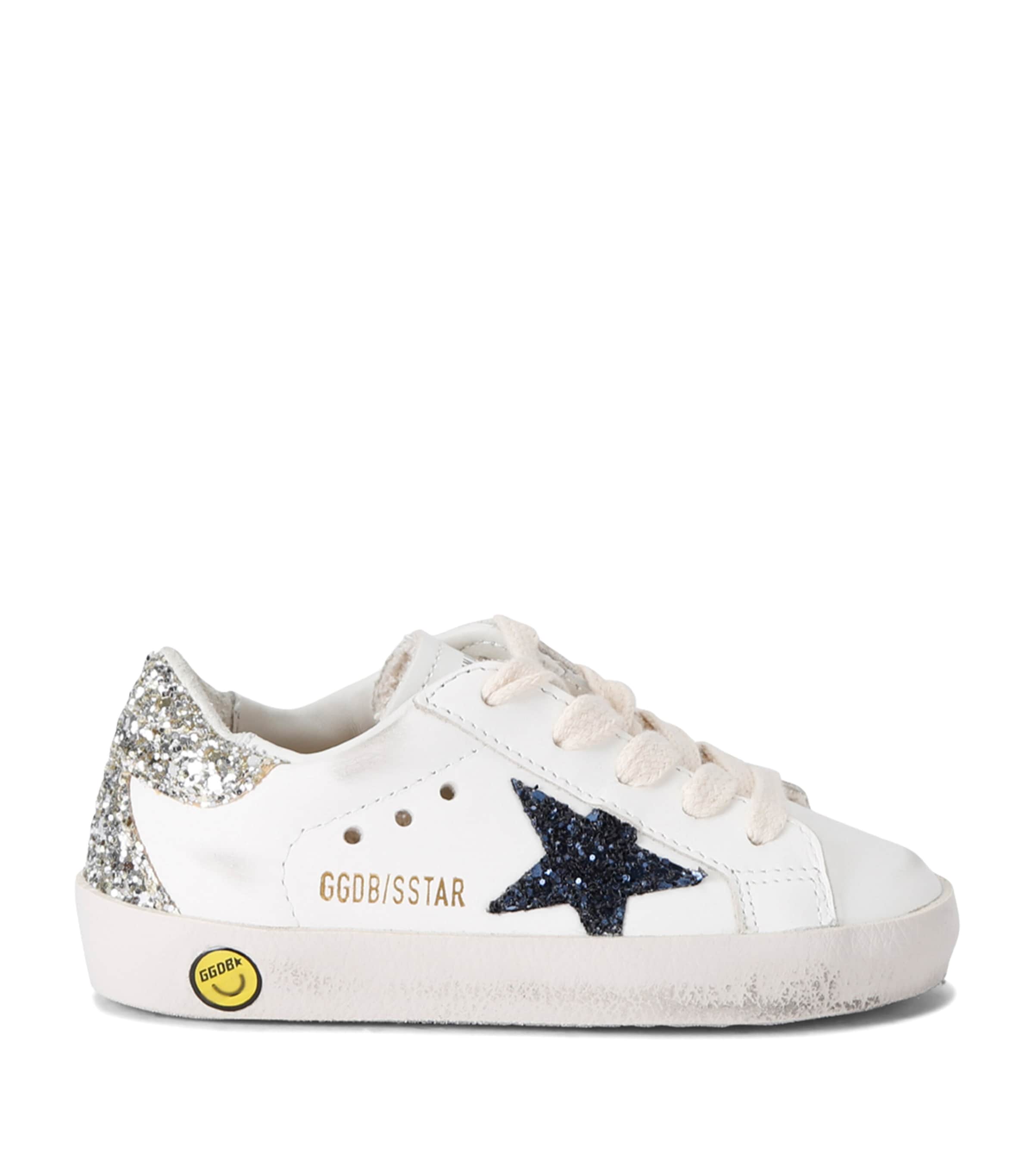 Golden Goose Super Star Glitter Leather Sneakers In White