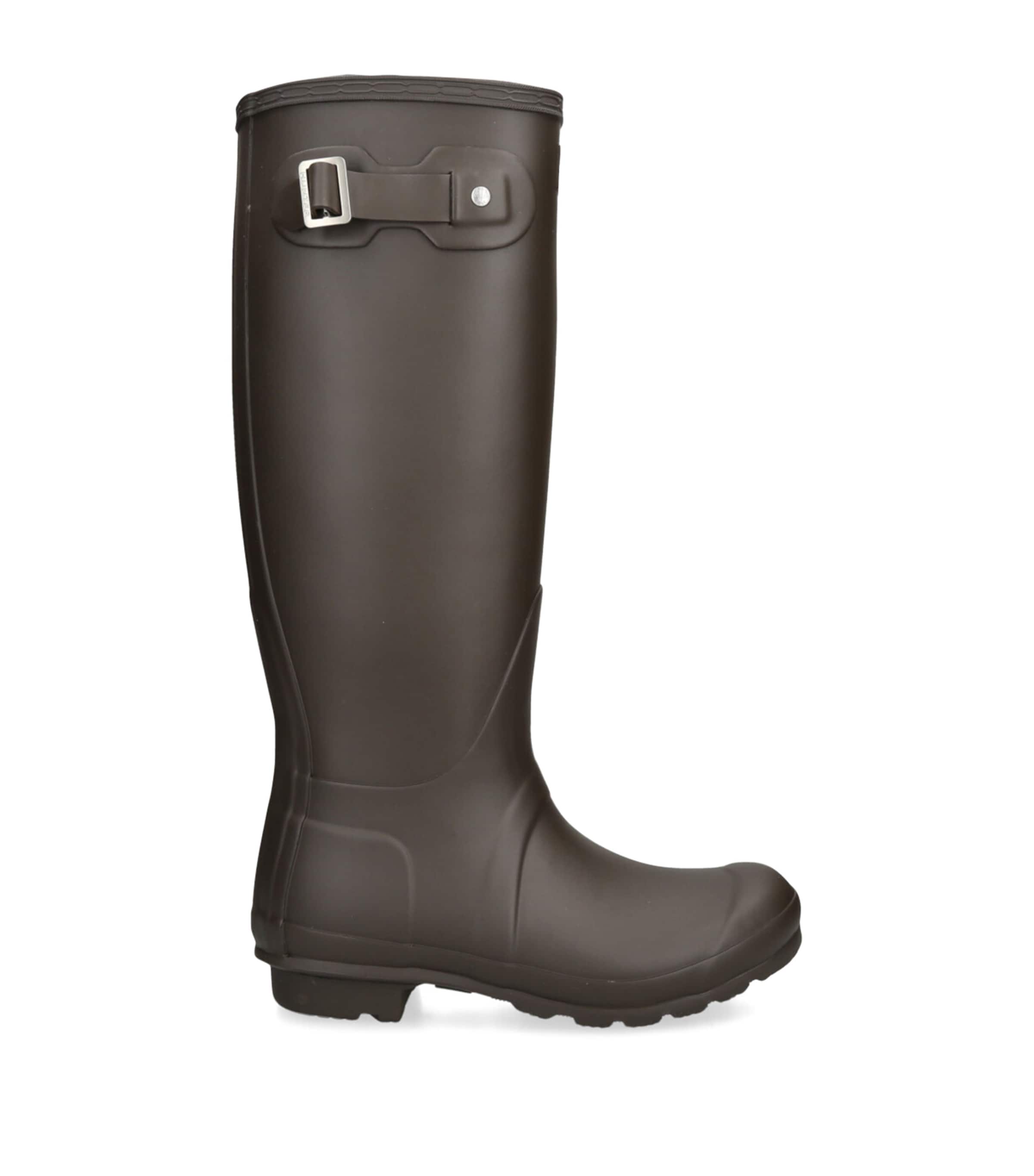 Hunter Womens Original Tall Vulcanised Rubber Wellington Boots Dark Brow In Brown