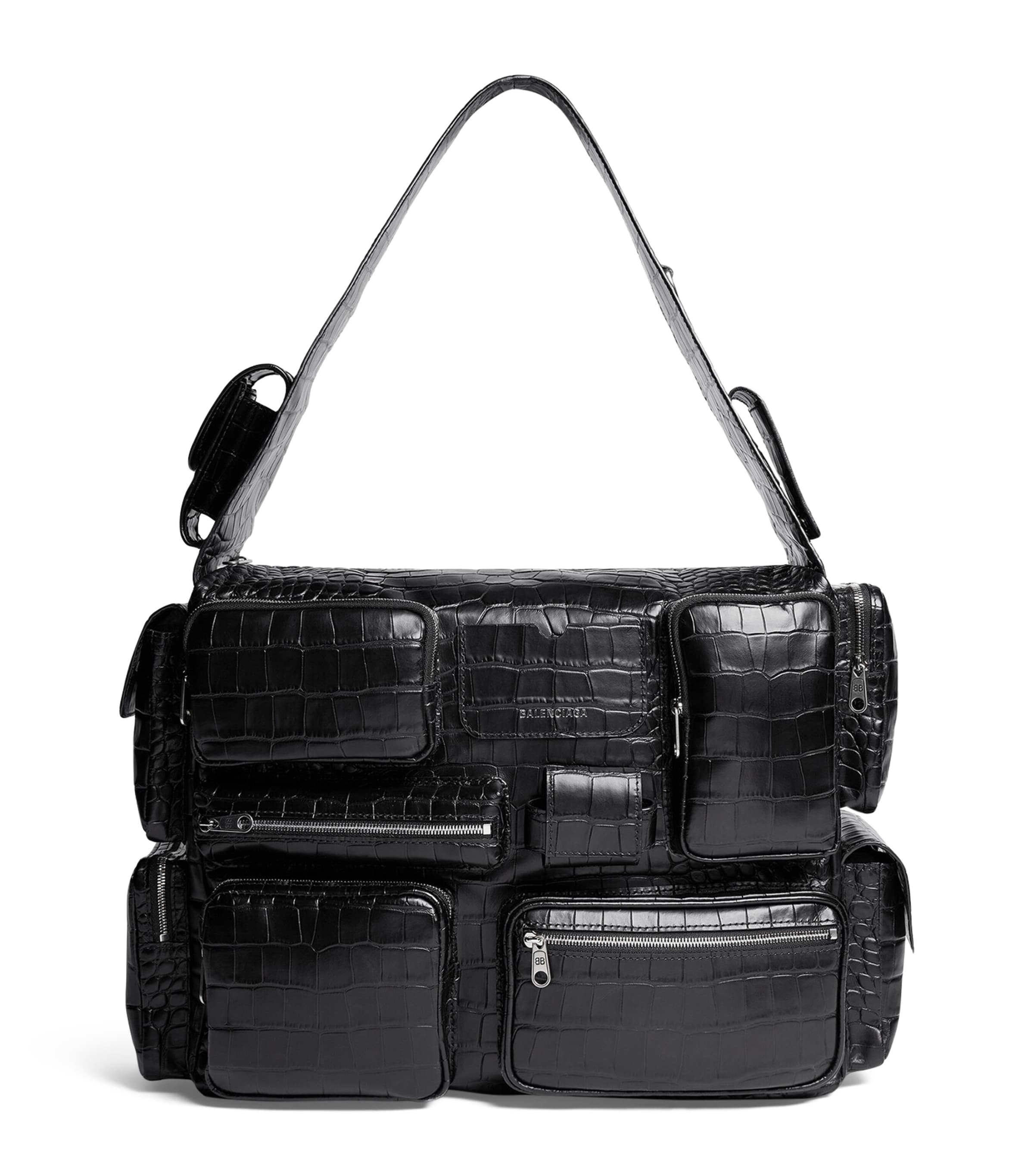 Balenciaga Large Leather Superbusy Sling Bag In Black