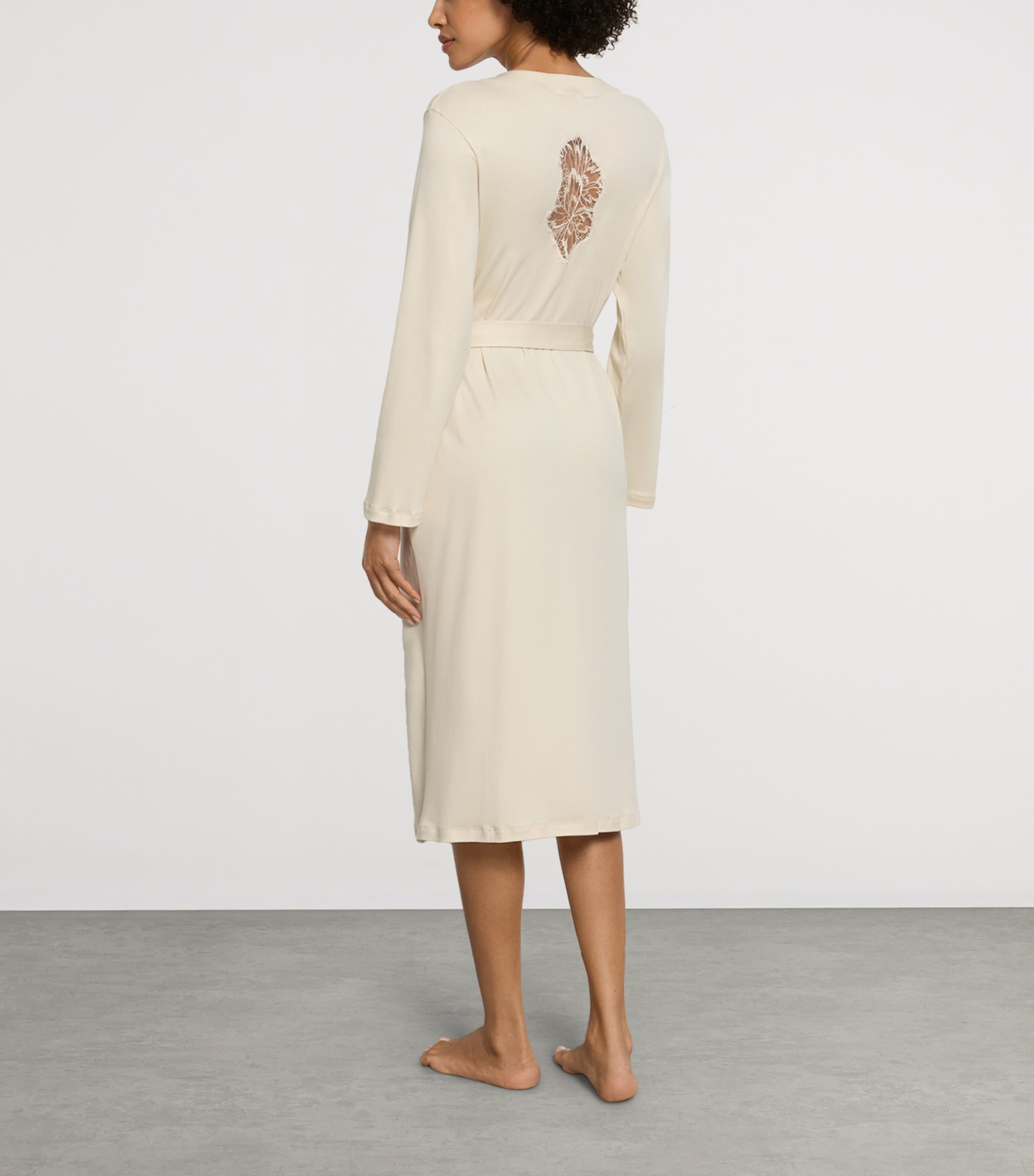 Hanro Womens Cotton Belen Robe Summer Sand Image 3