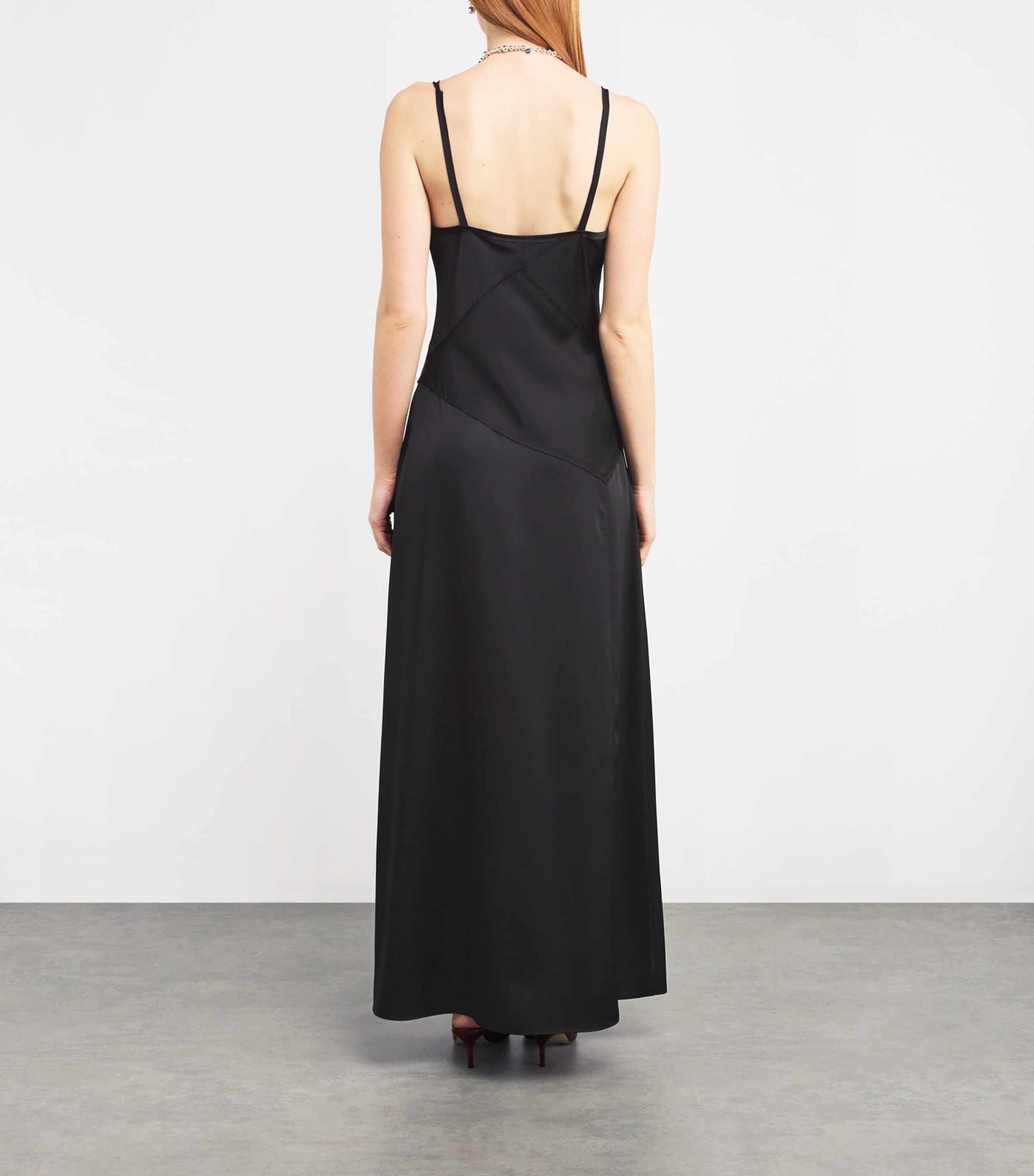 Satin Slip Maxi Dress BLACK Image 3