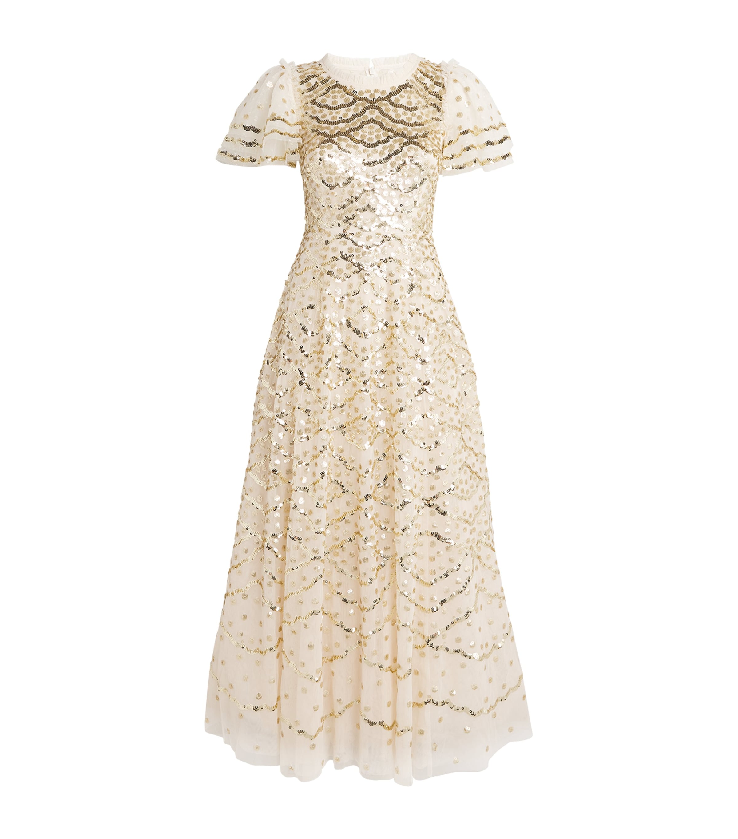 Needle & Thread Deco Dot Gloss Gown In Neutral